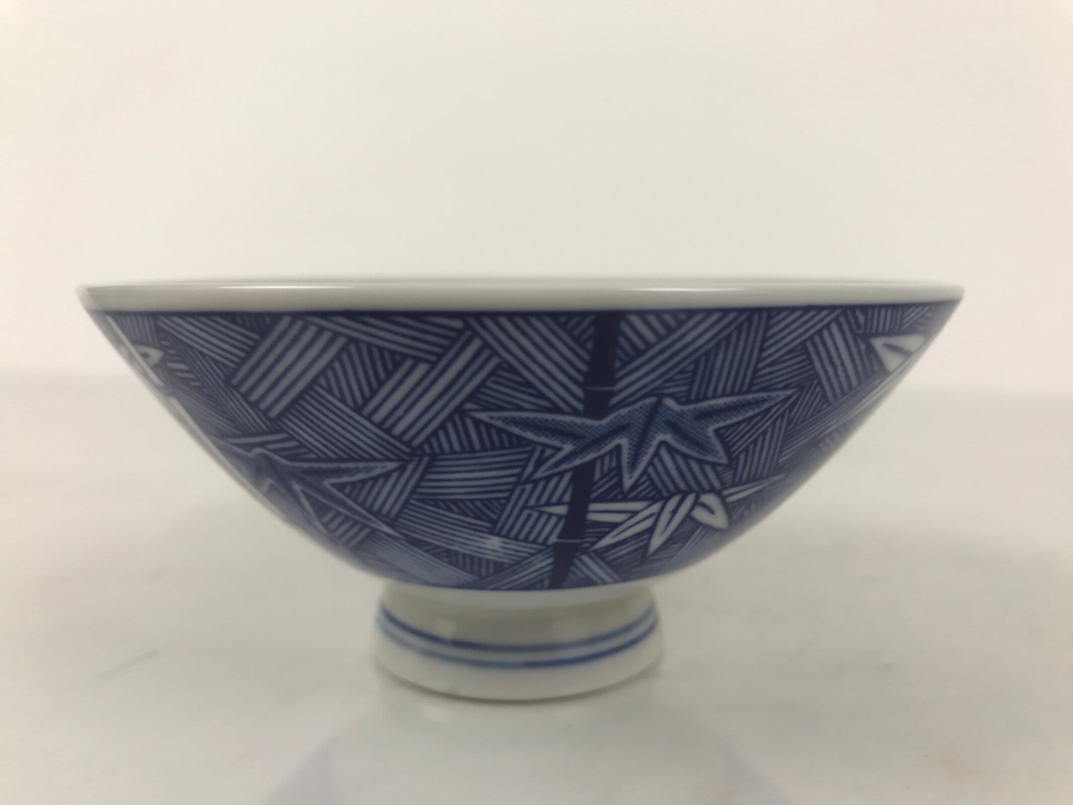 Japanese Porcelain Sometsuke Rice Bowl Owan Vtg Kobachi White Blue Bamboo Y515