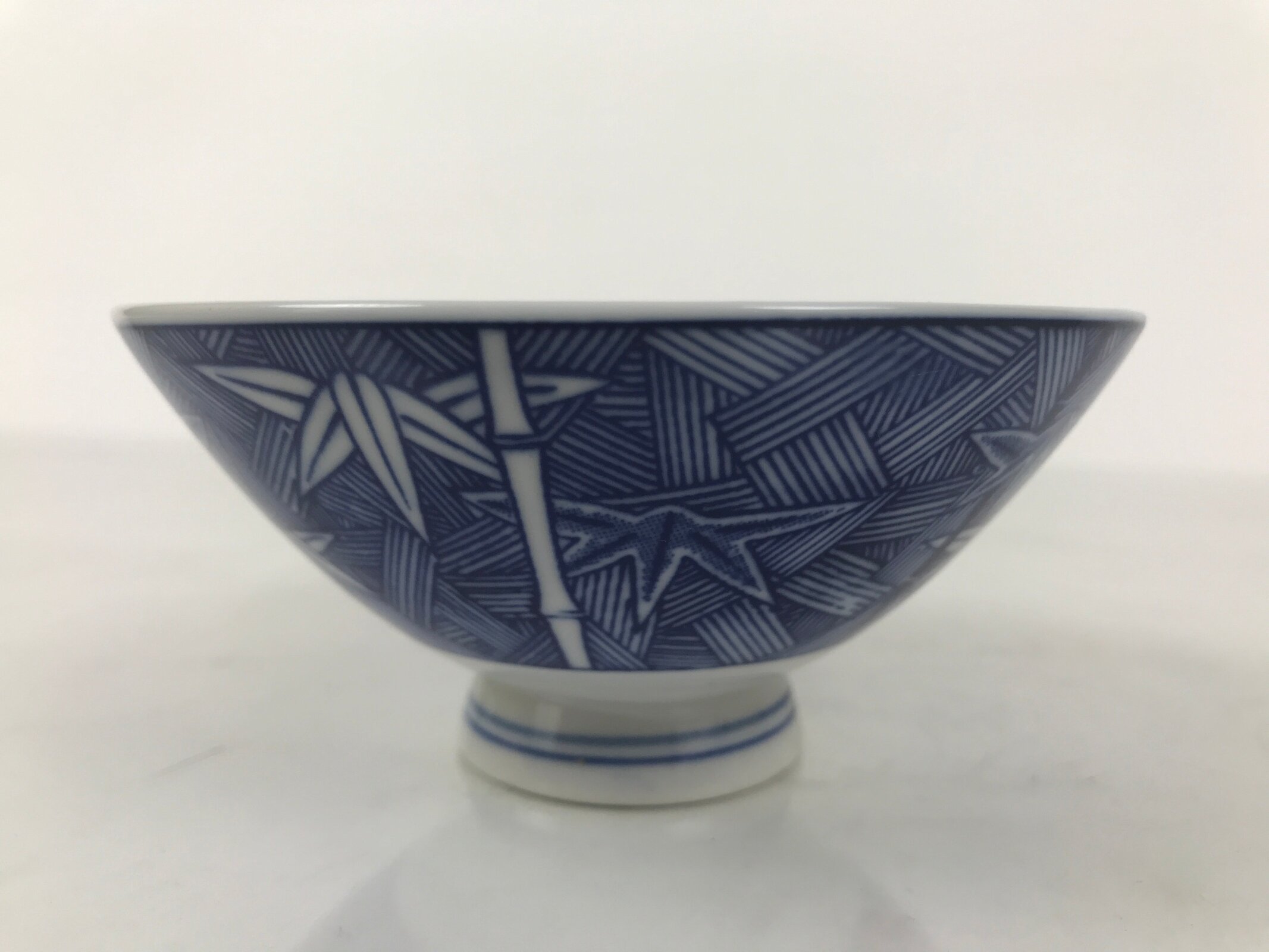 Japanese Porcelain Sometsuke Rice Bowl Owan Vtg Kobachi White Blue Bamboo Y515