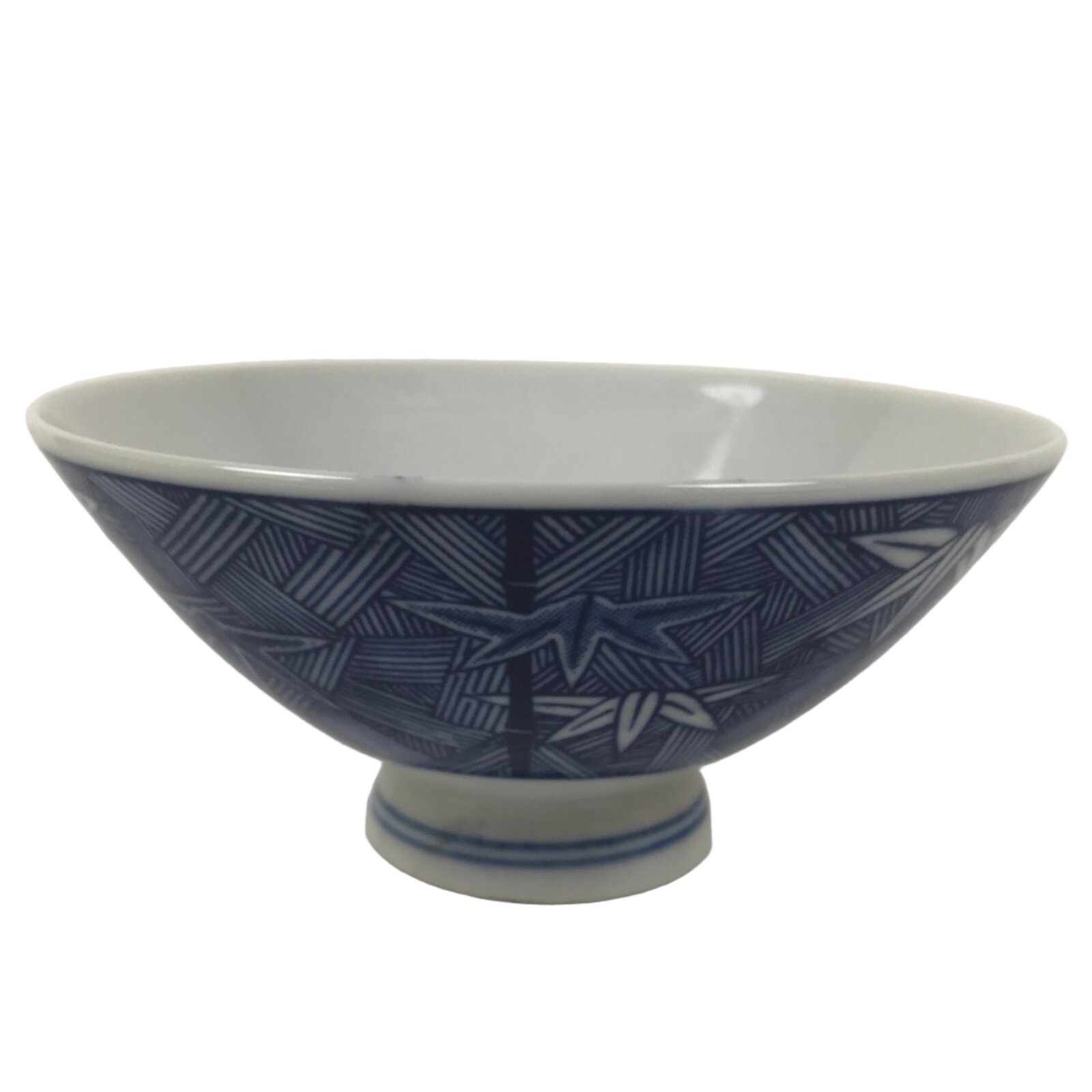 Japanese Porcelain Sometsuke Rice Bowl Owan Vtg Kobachi White Blue Bamboo Y516
