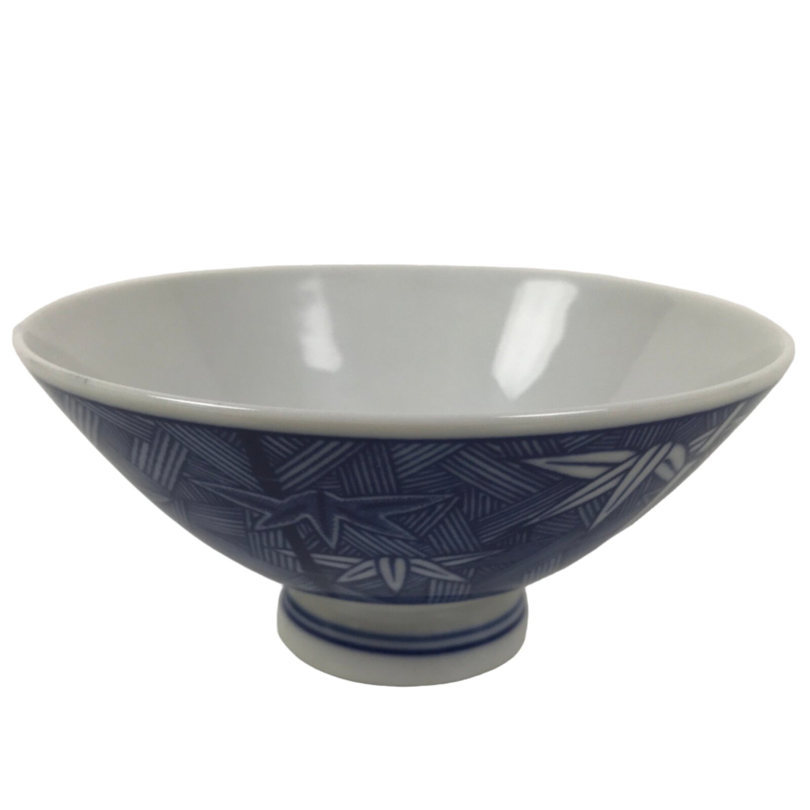 Japanese Porcelain Sometsuke Rice Bowl Owan Vtg Kobachi White Blue Bamboo Y517