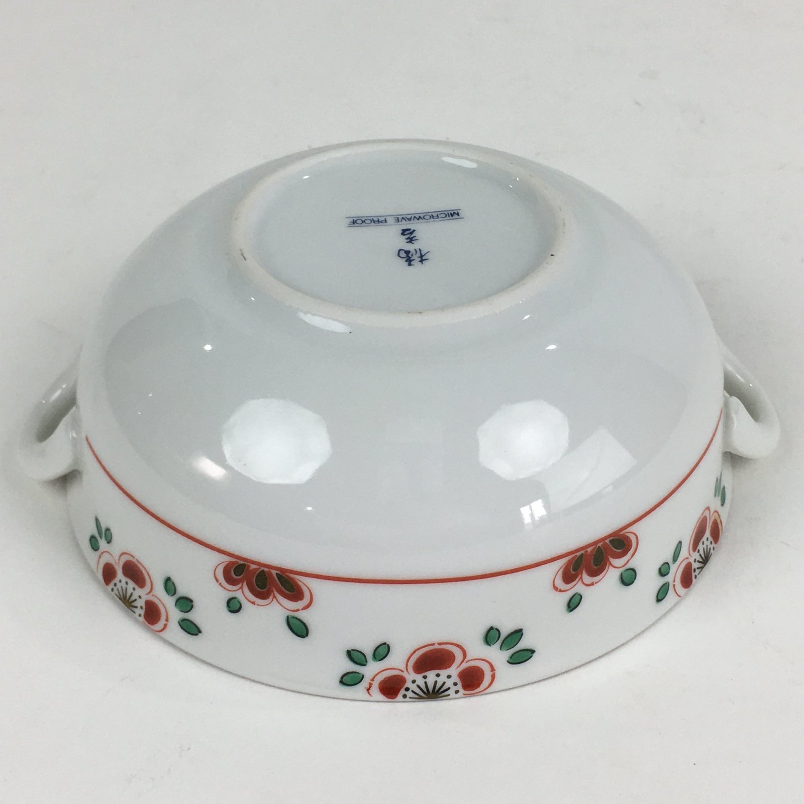 Japanese Porcelain Soup Bowl Vtg Tachikichi Round Handles Flower PP928