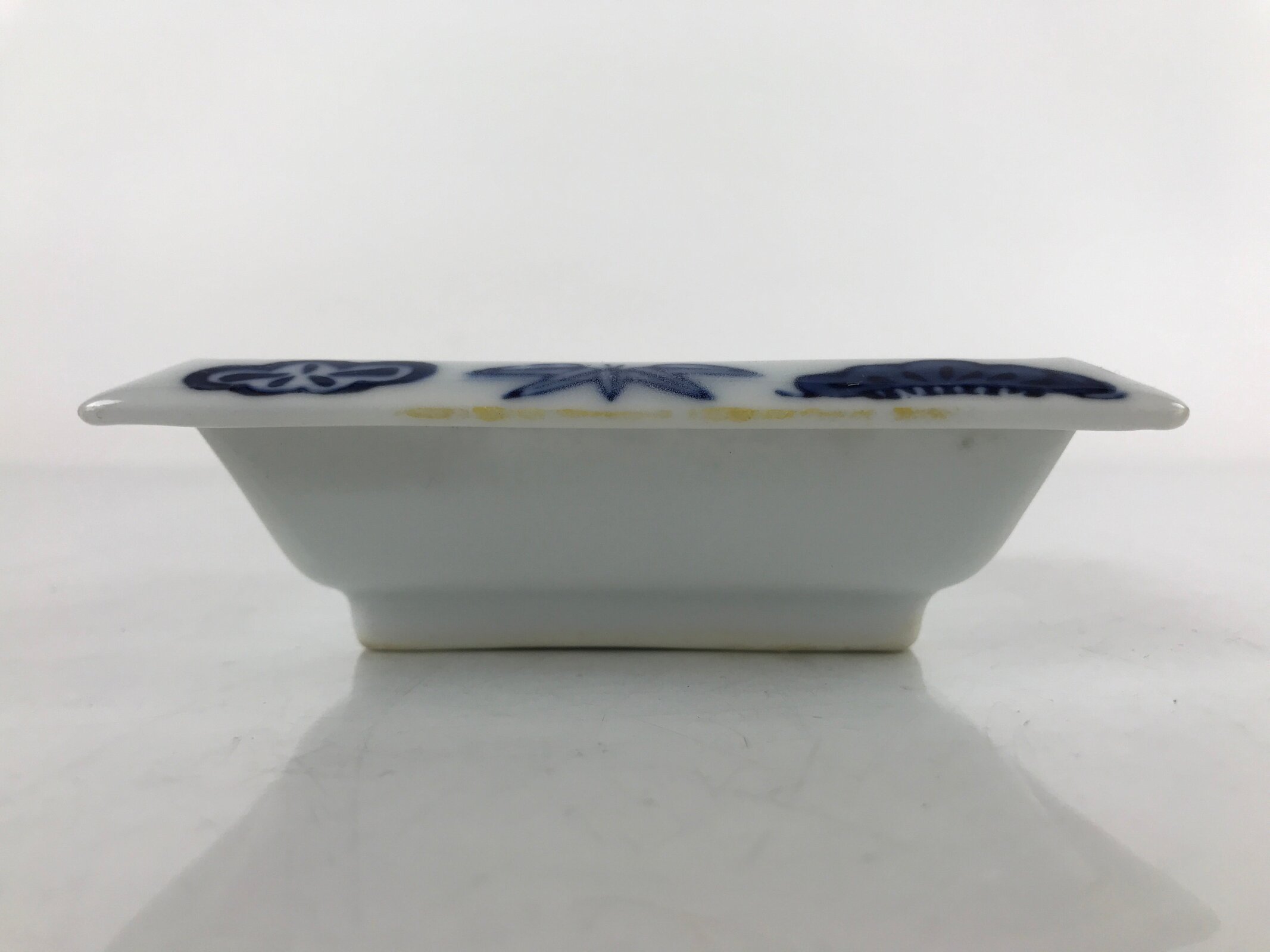 Japanese Porcelain Soy Sauce Dish Seiji Vtg Small Dipping Bowl Pine Plum PY977