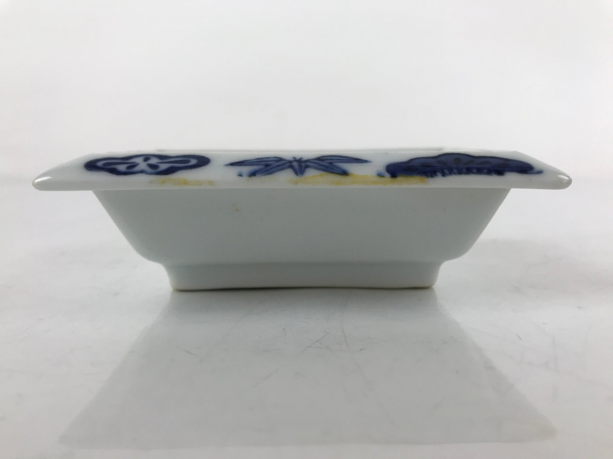 Japanese Porcelain Soy Sauce Dish Seiji Vtg Small Dipping Bowl Pine Plum PY977