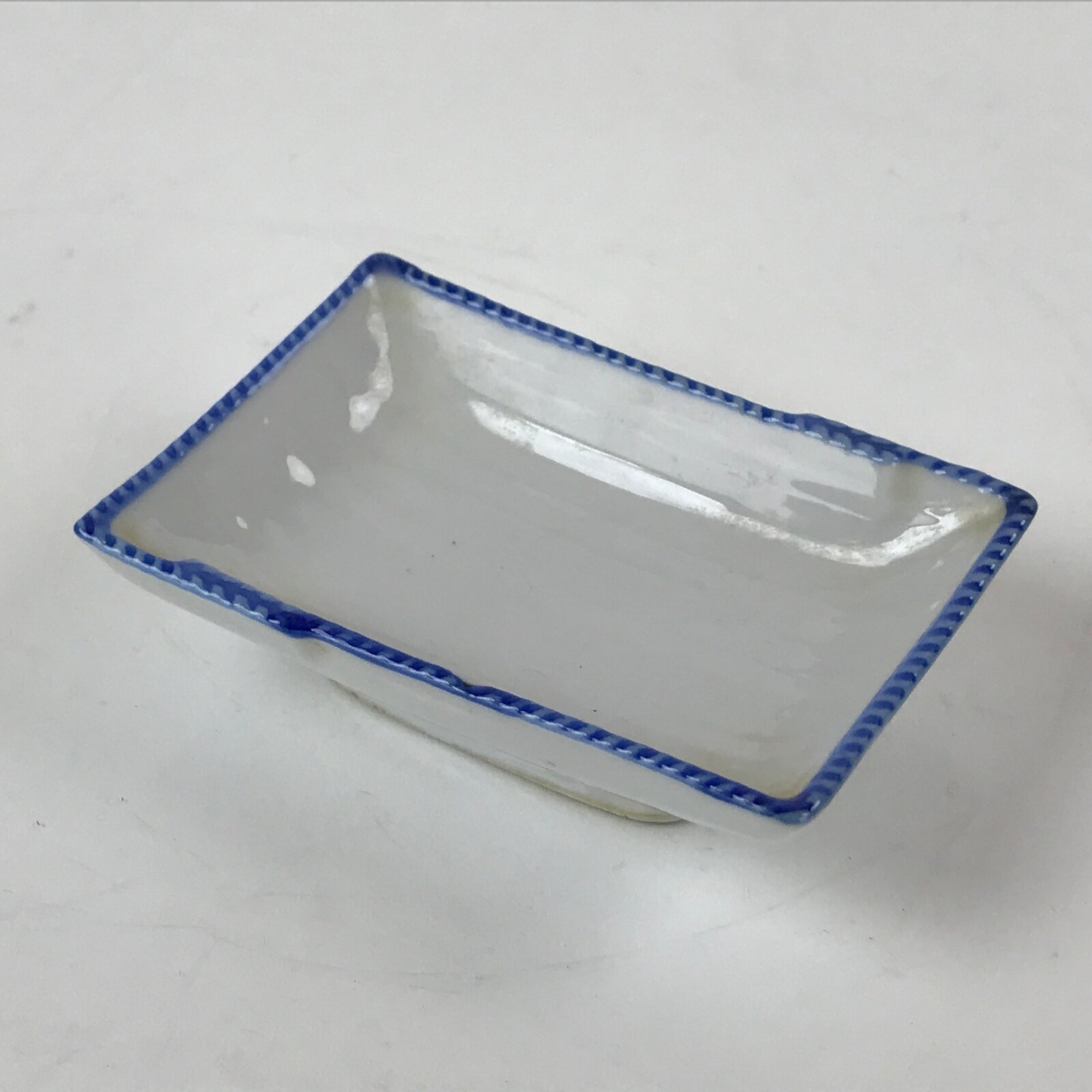 Japanese Porcelain Soy Sauce Dish Seiji Vtg Small Dipping Bowl Plate Blue PY644