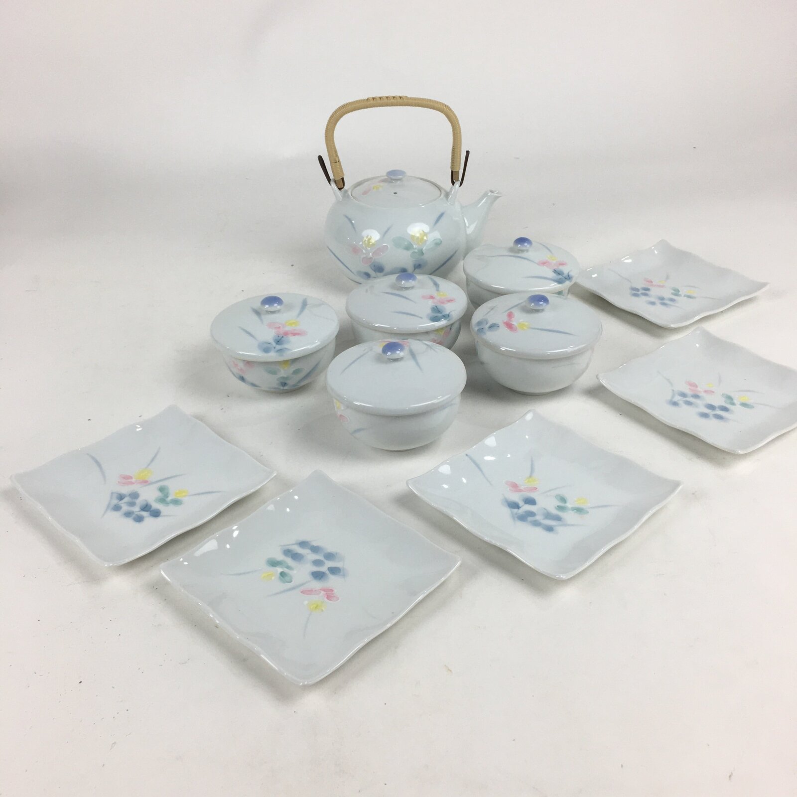 Japanese Porcelain Tea Set Arita ware Cup Pot Vtg Yunomi Kyusu Sencha PX573