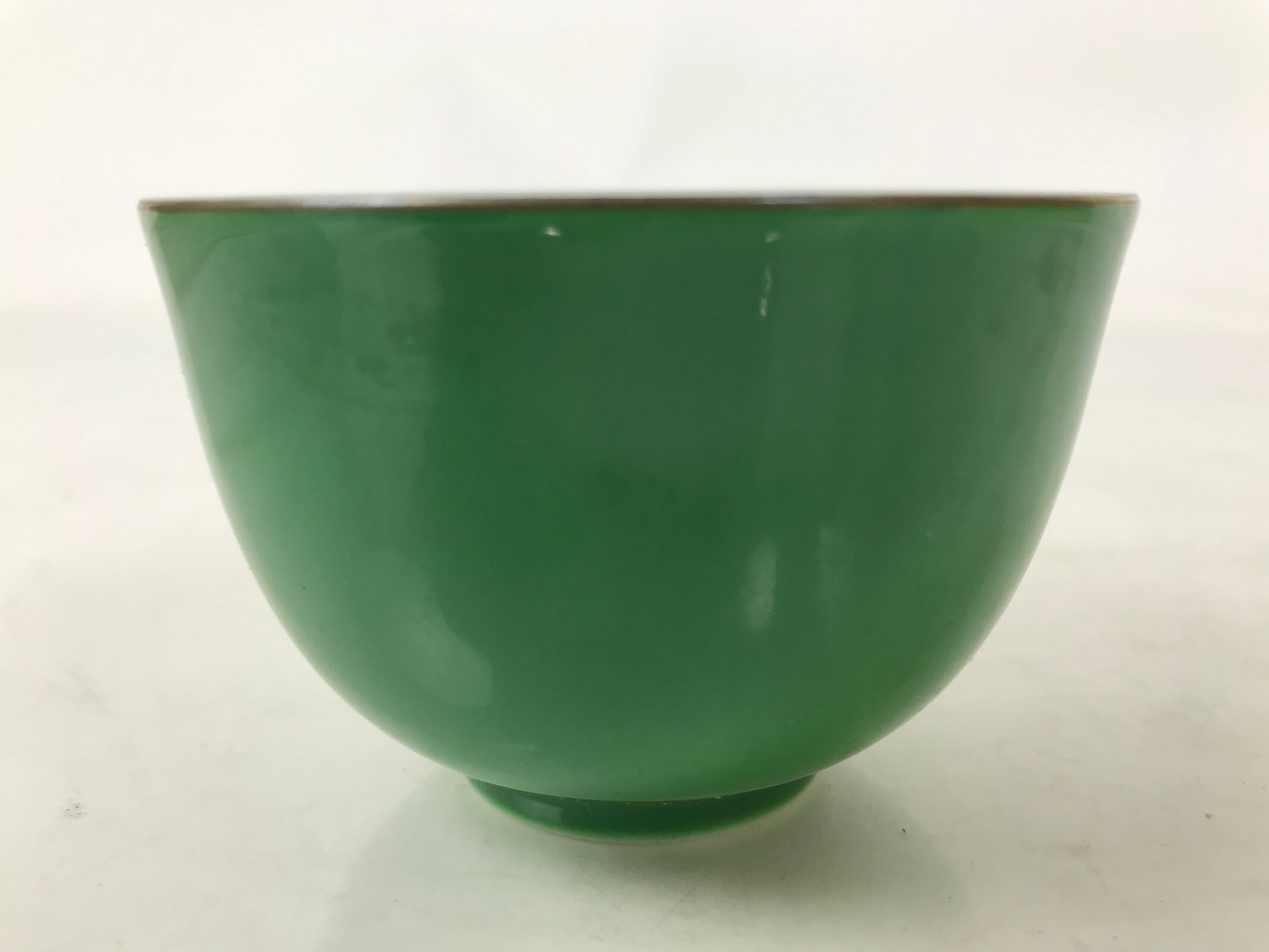 Japanese Porcelain Teacup Vtg Tachikichi Green White Blue Sencha Yunomi TC594