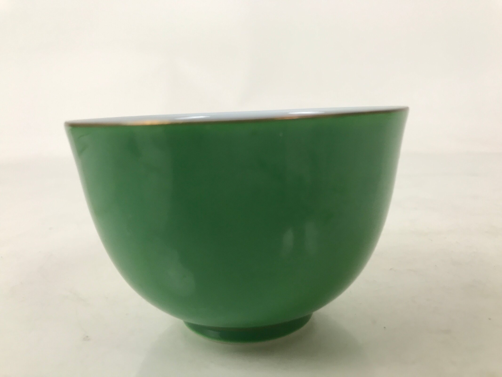 Japanese Porcelain Teacup Vtg Tachikichi Green White Blue Sencha Yunomi TC594