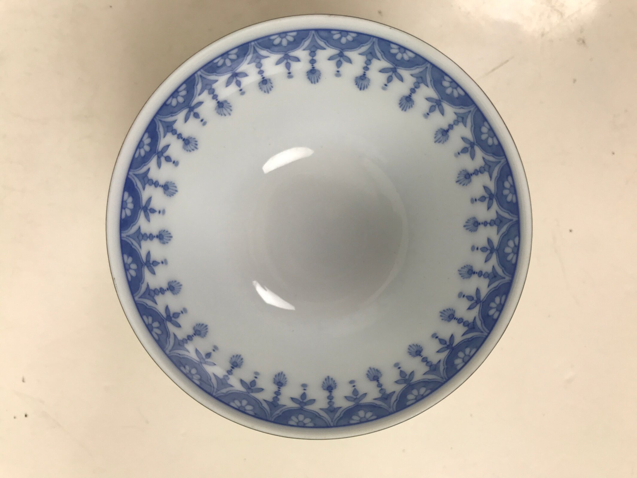 Japanese Porcelain Teacup Vtg Tachikichi Green White Blue Sencha Yunomi TC594