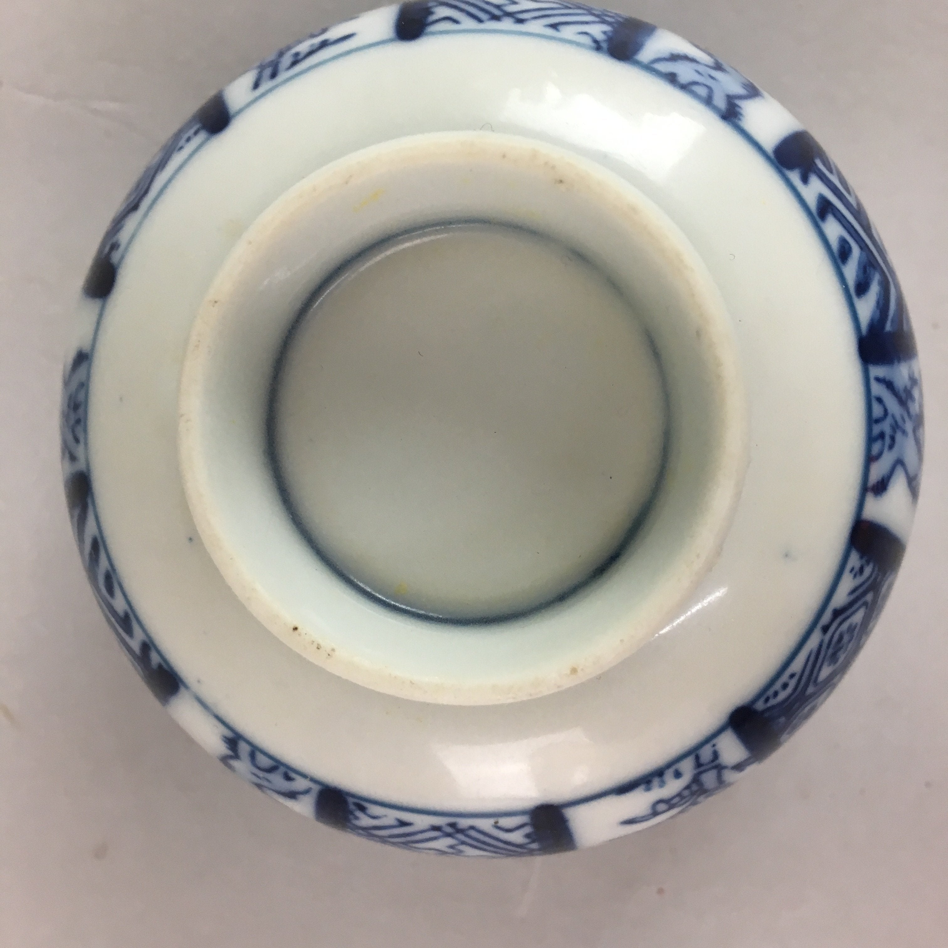 Japanese Porcelain Teacup Vtg Yunomi Sencha Blue Sometsuke Floral Design PT458