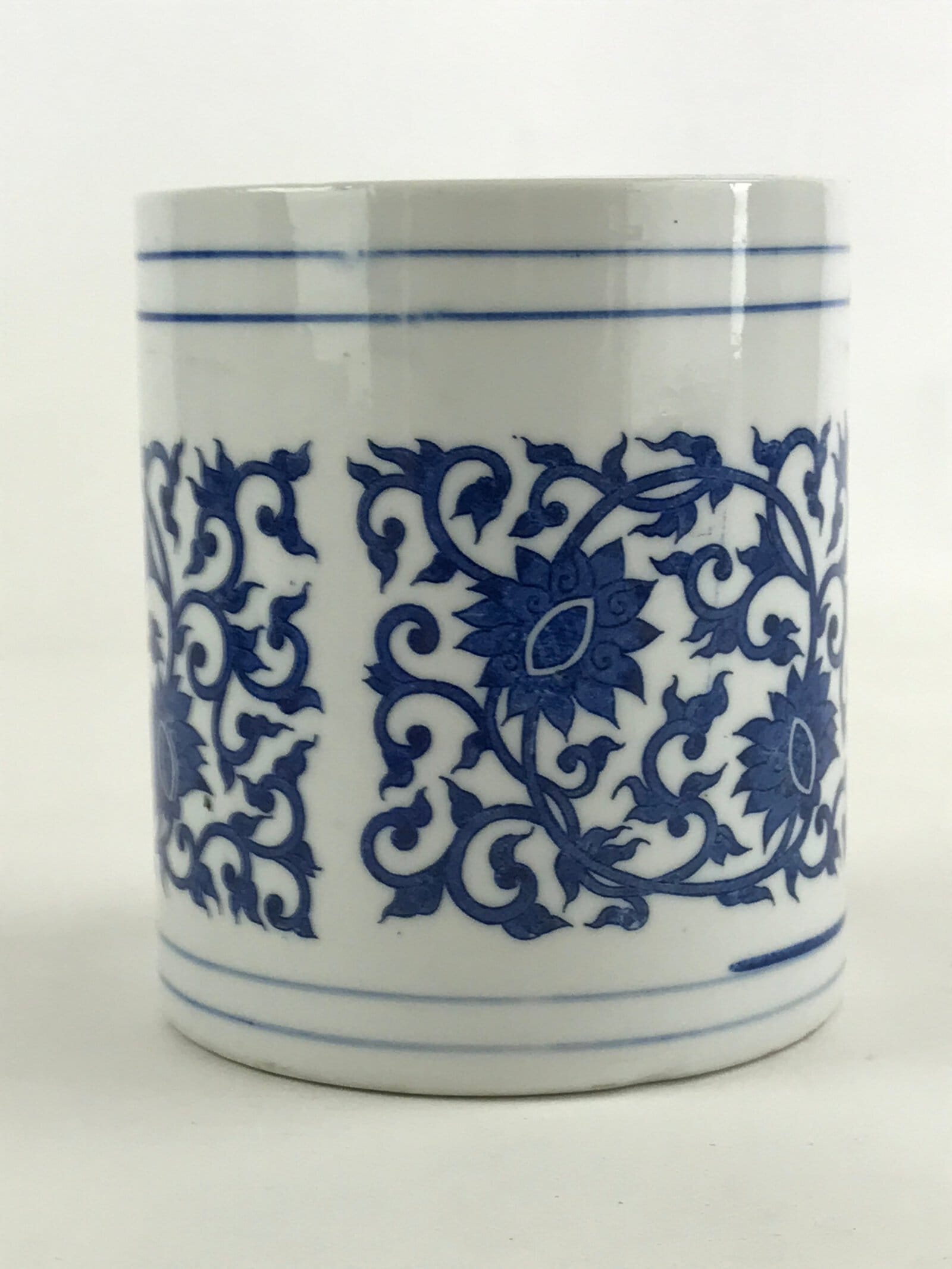 Japanese Porcelain Vase Kabin Vtg White Blue Ikebana Flower Arrangement FK74