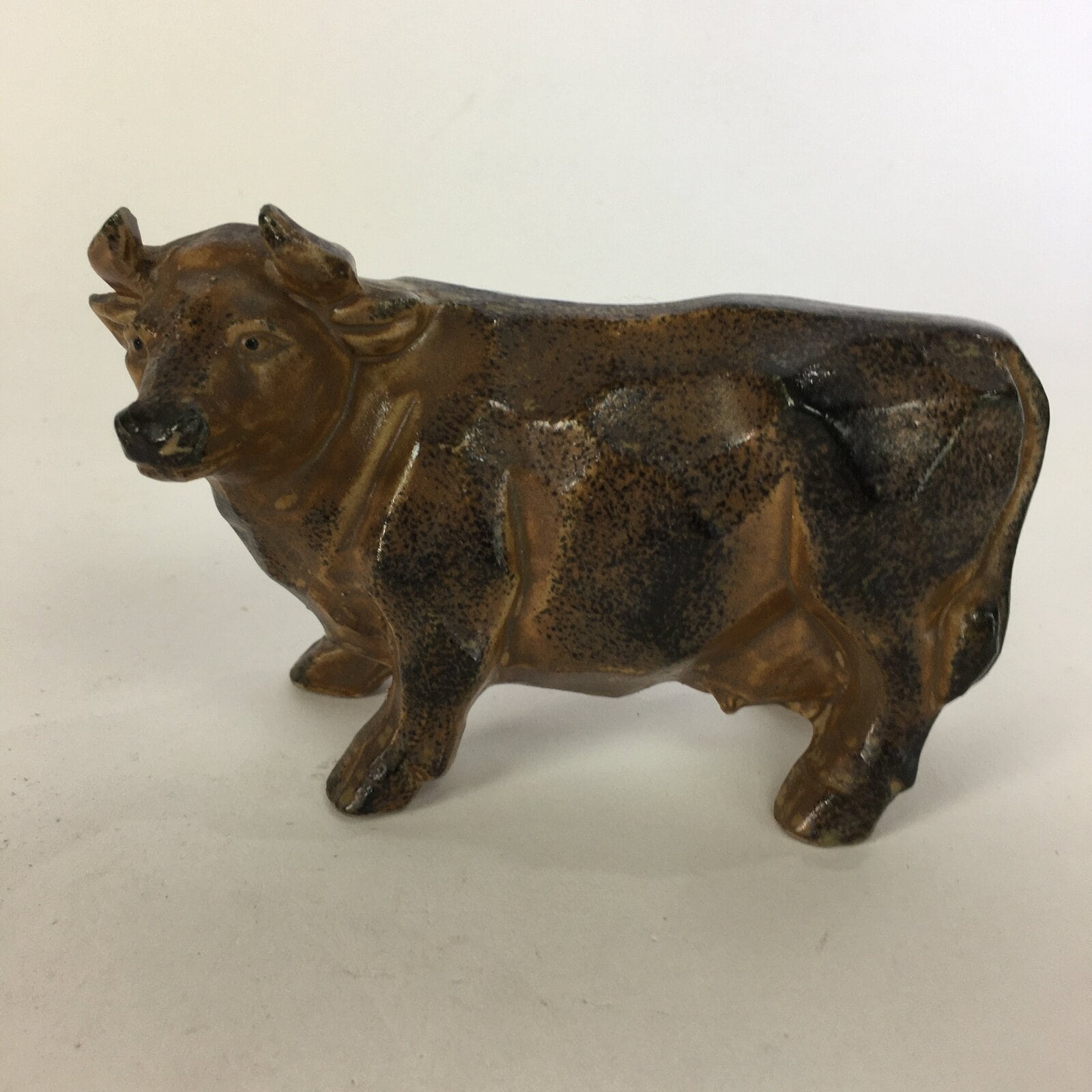 Japanese Porcelain Zodiac Cow Doll Vtg Brown Lucky Charm Statue Figurine BD675