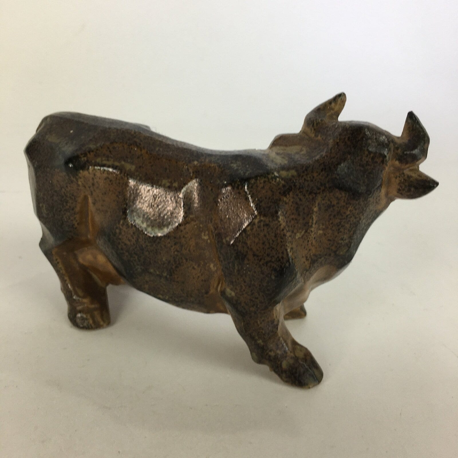 Japanese Porcelain Zodiac Cow Doll Vtg Brown Lucky Charm Statue Figurine BD675