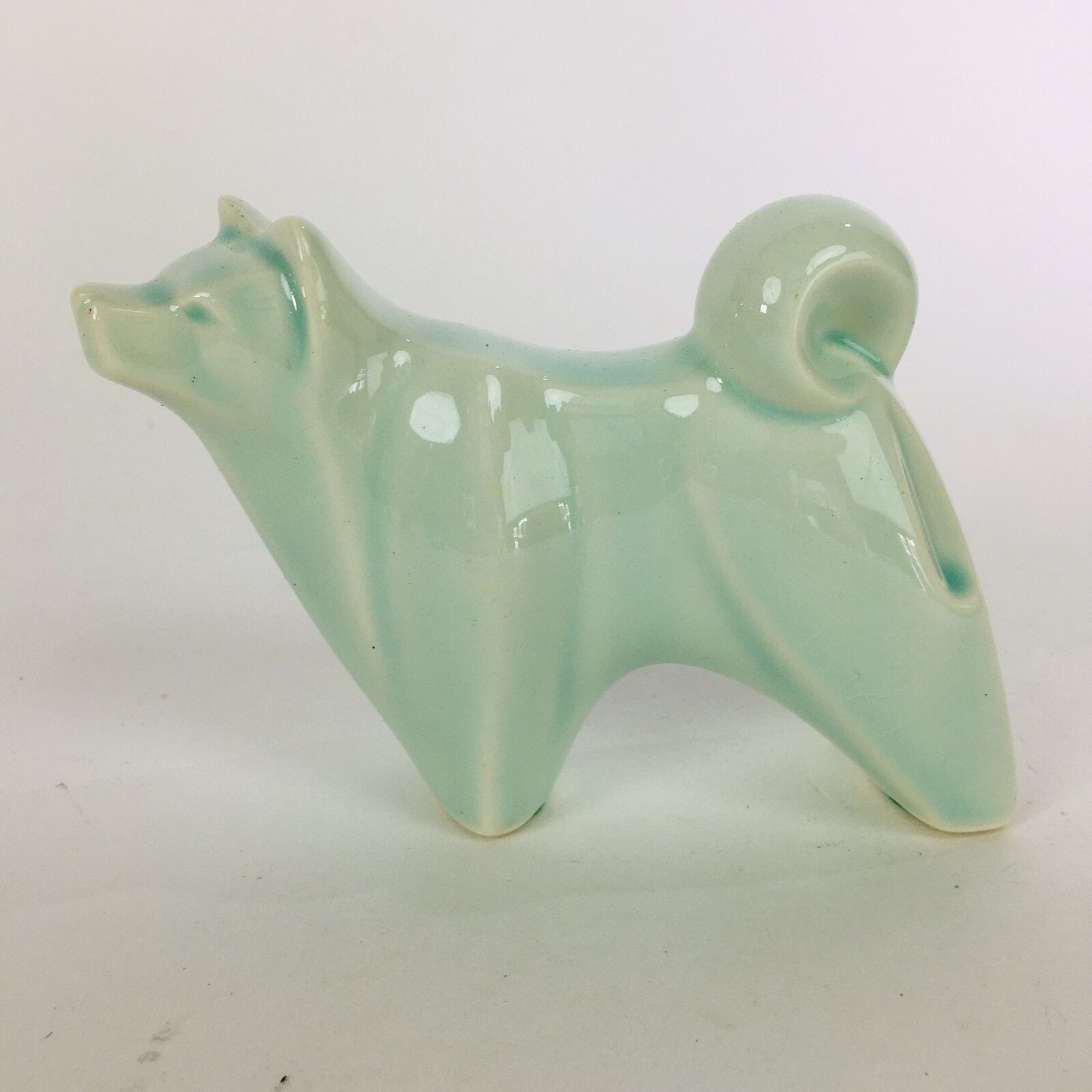 Japanese Porcelain Zodiac Dog Statue Vtg Green Lucky Charm Inu Figurine BD664