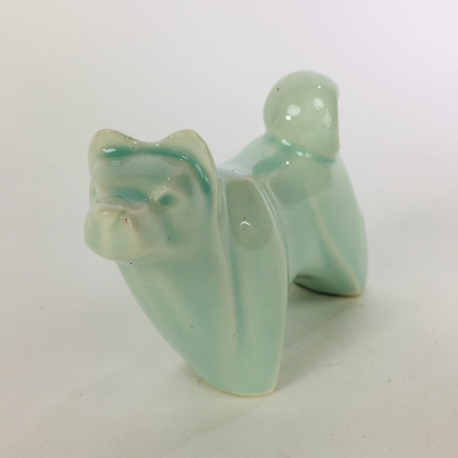 Japanese Porcelain Zodiac Dog Statue Vtg Green Lucky Charm Inu Figurine BD664