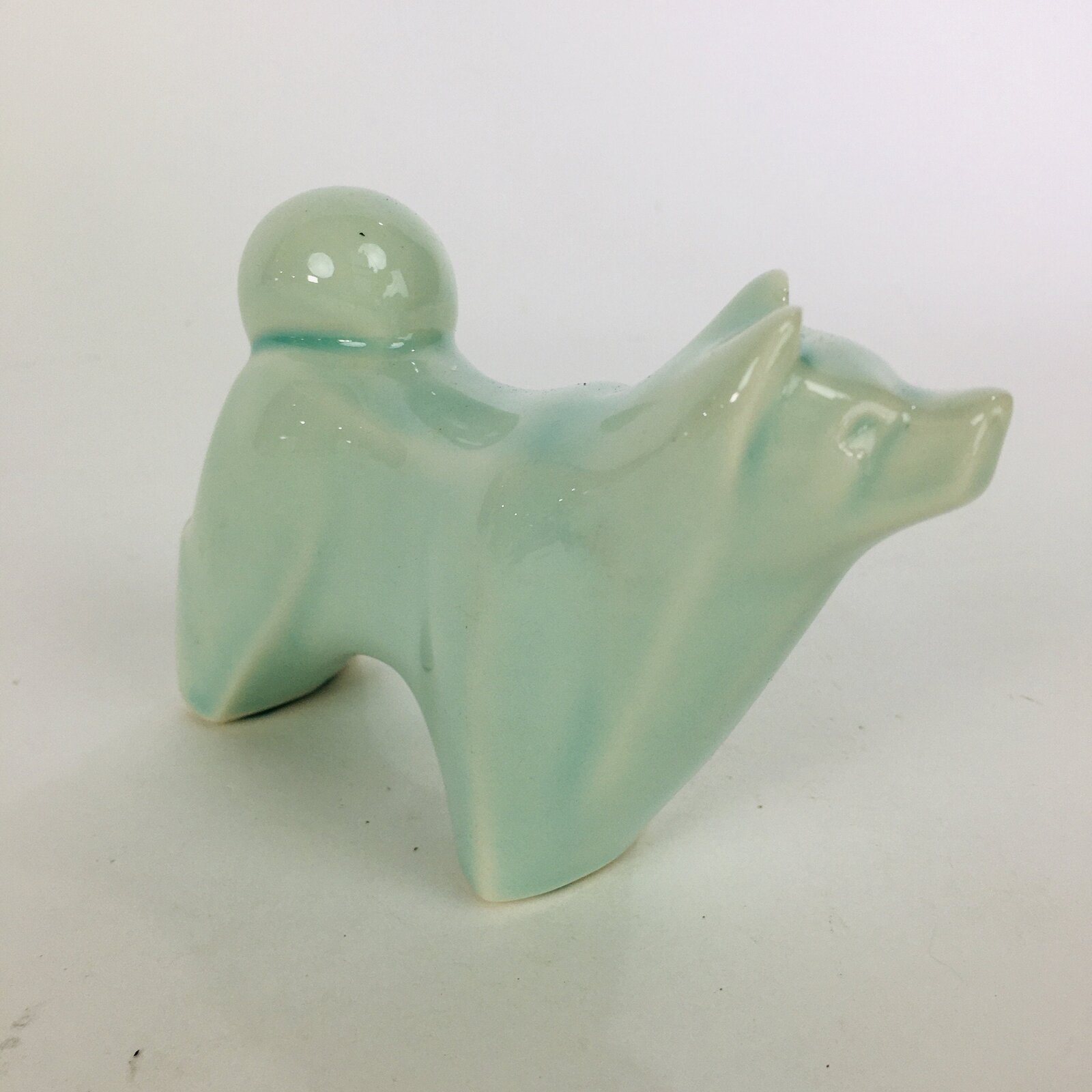 Japanese Porcelain Zodiac Dog Statue Vtg Green Lucky Charm Inu Figurine BD664