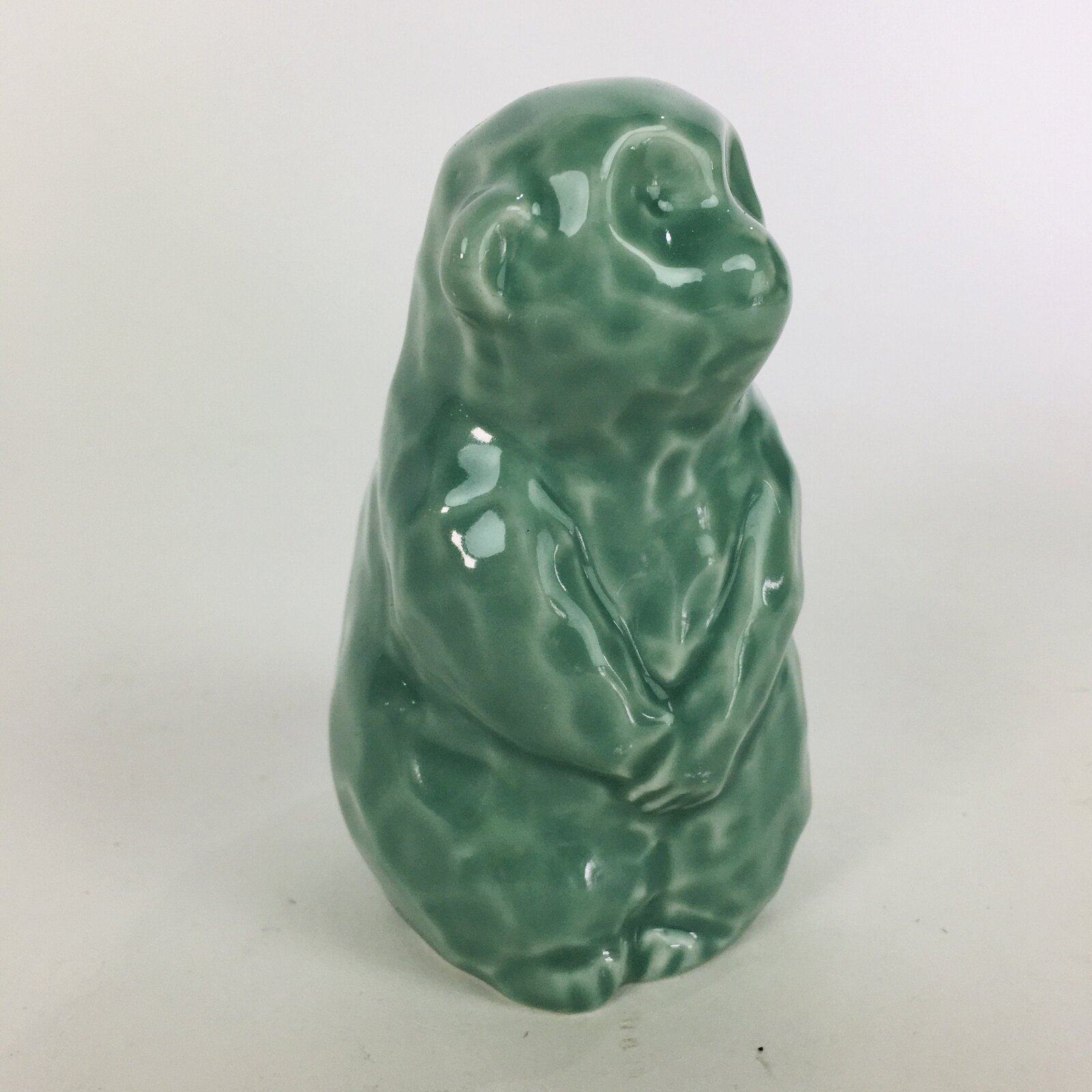 Japanese Porcelain Zodiac Monkey Statue Vtg Blue Lucky Charm Figurine BD667