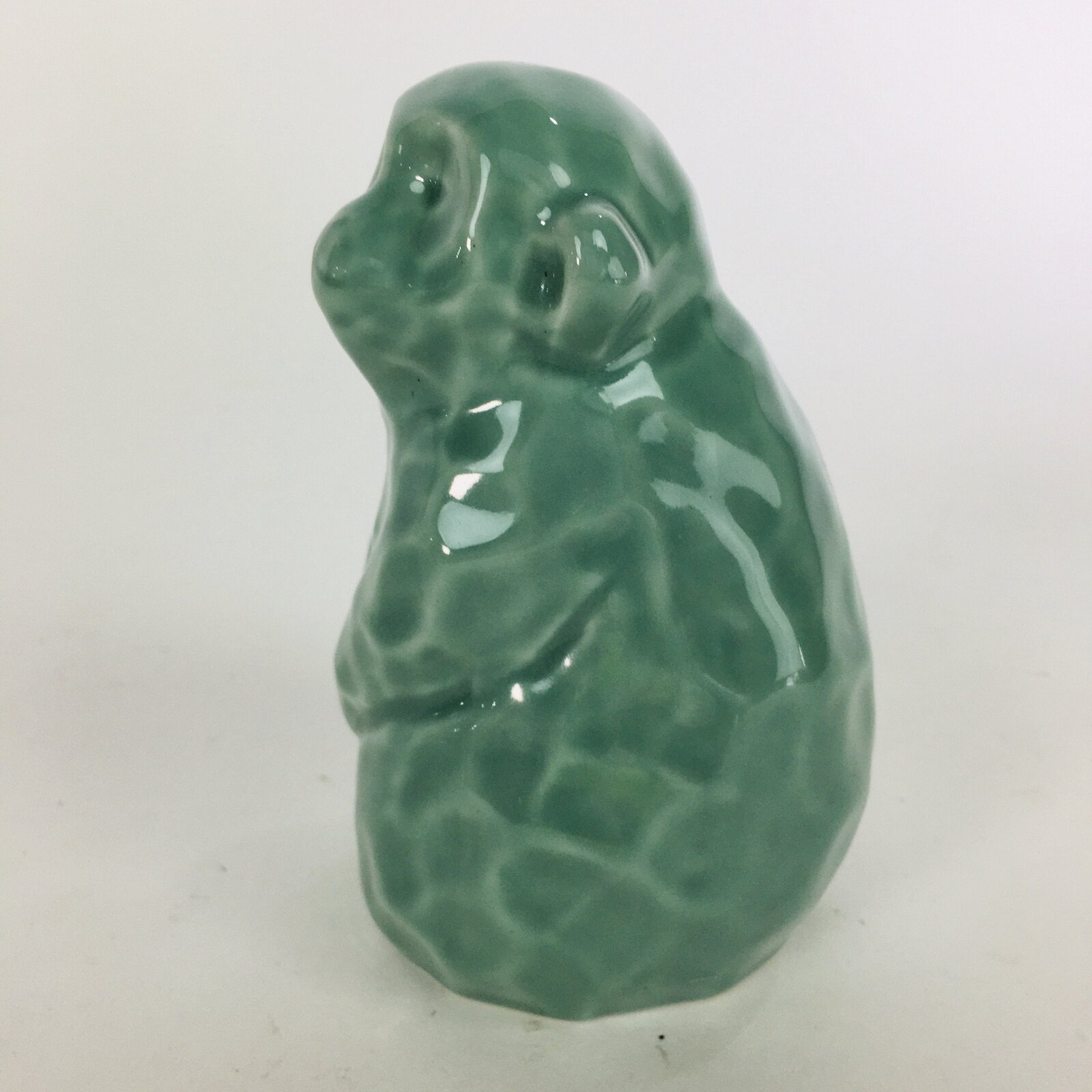 Japanese Porcelain Zodiac Monkey Statue Vtg Blue Lucky Charm Figurine BD667