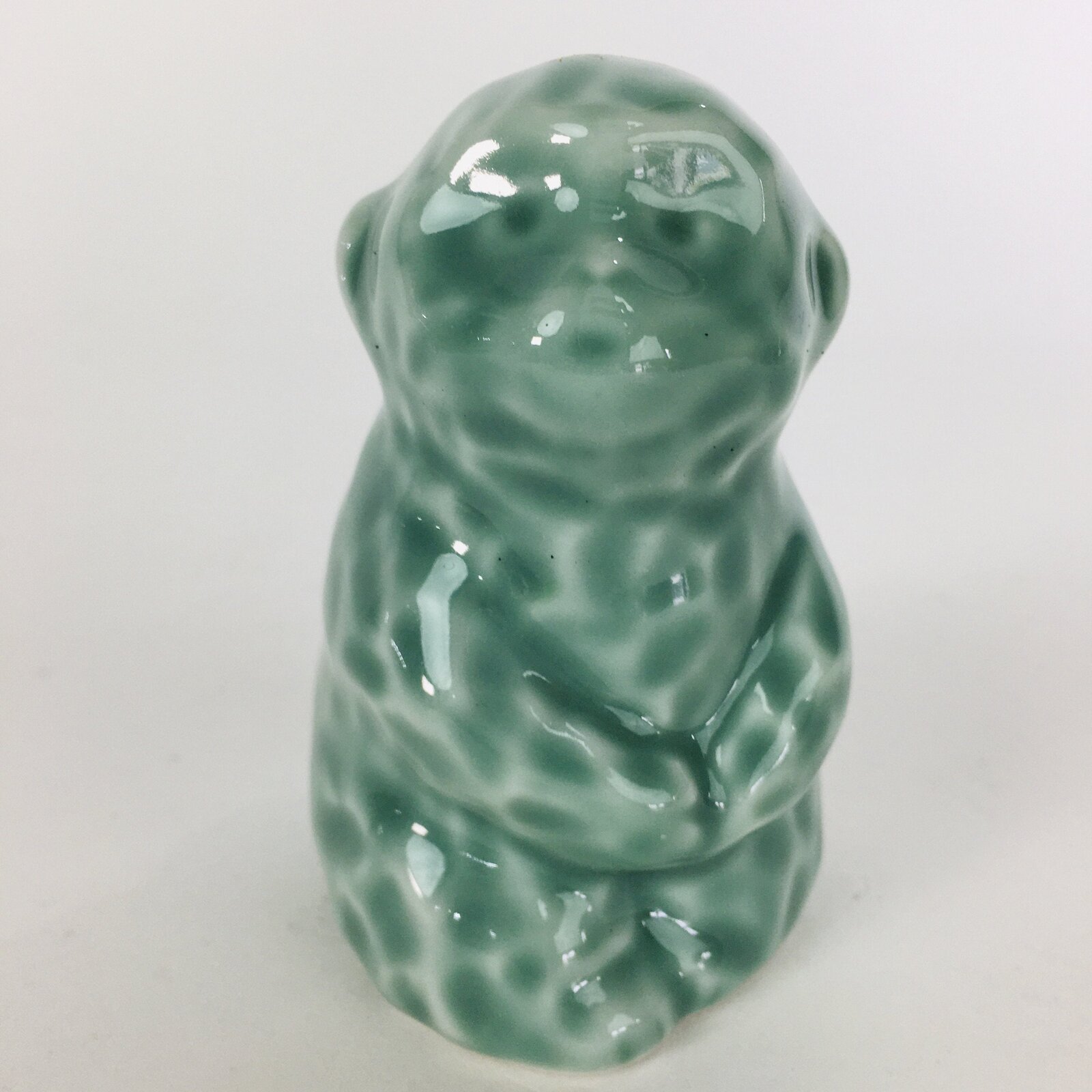 Japanese Porcelain Zodiac Monkey Statue Vtg Blue Lucky Charm Figurine BD668