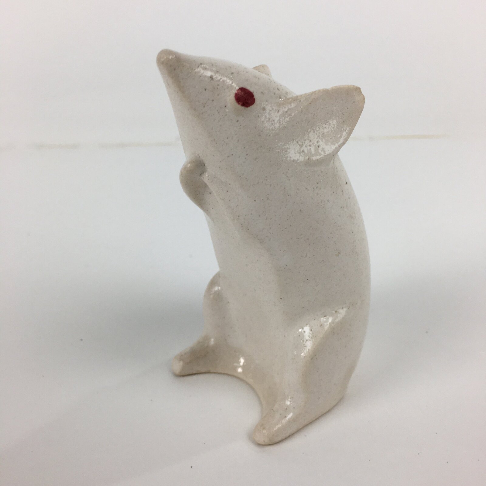 Japanese Porcelain Zodiac Rat Figurine Vtg White Lucky Charm Nezumi BD739
