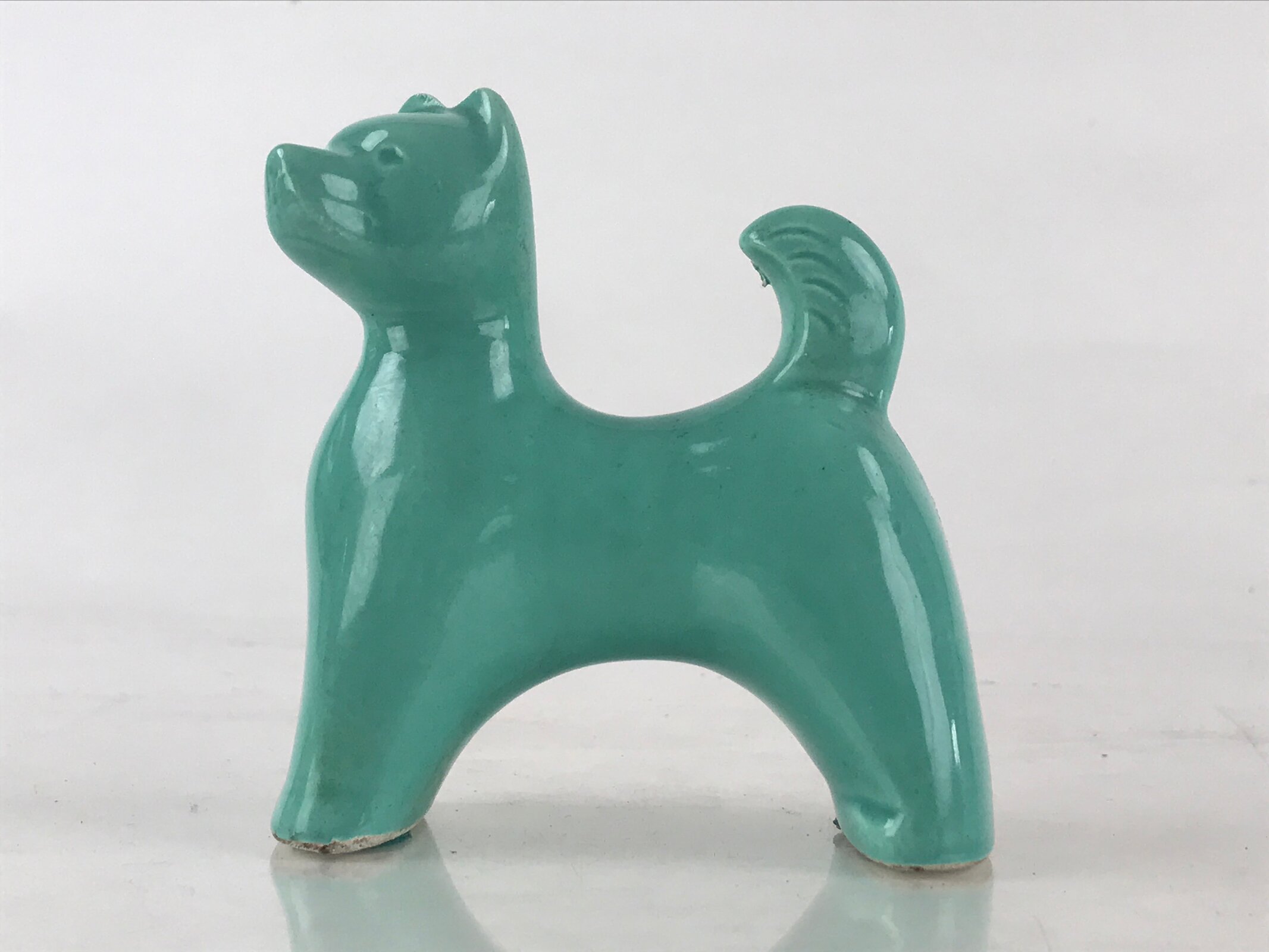 Japanese Porcelain Zodiac Symbol Dog Figurine Vtg Ornament Okimono Inu Green BD8