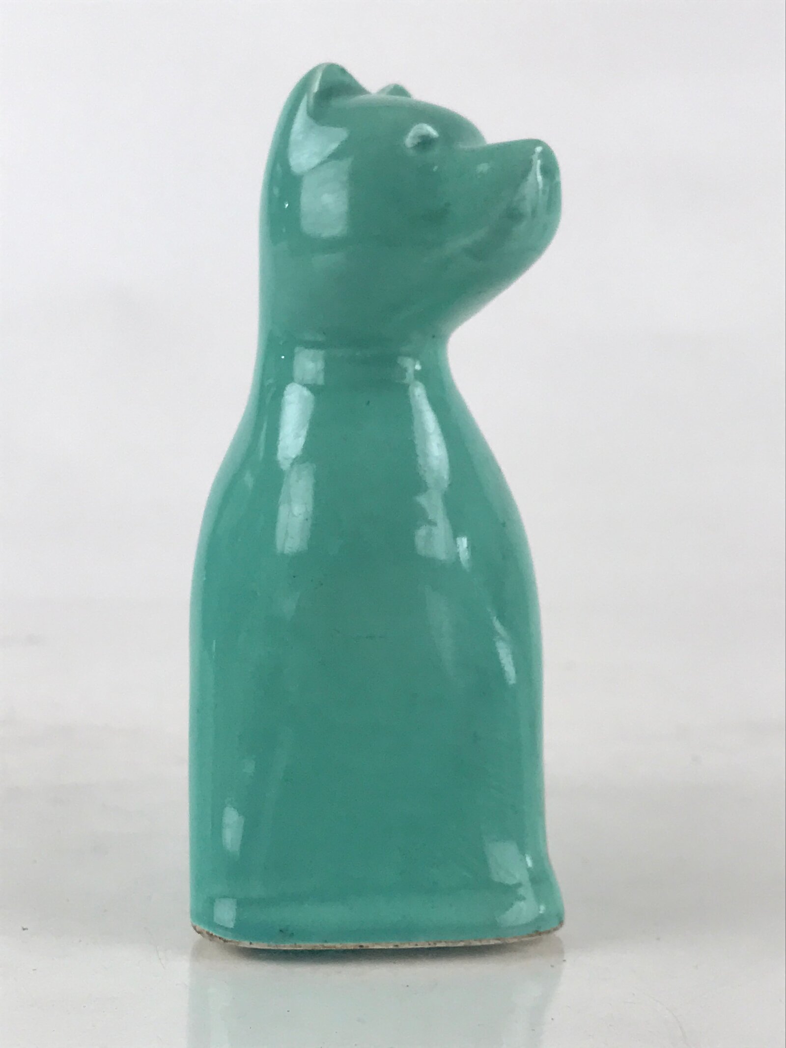 Japanese Porcelain Zodiac Symbol Dog Figurine Vtg Ornament Okimono Inu Green BD8