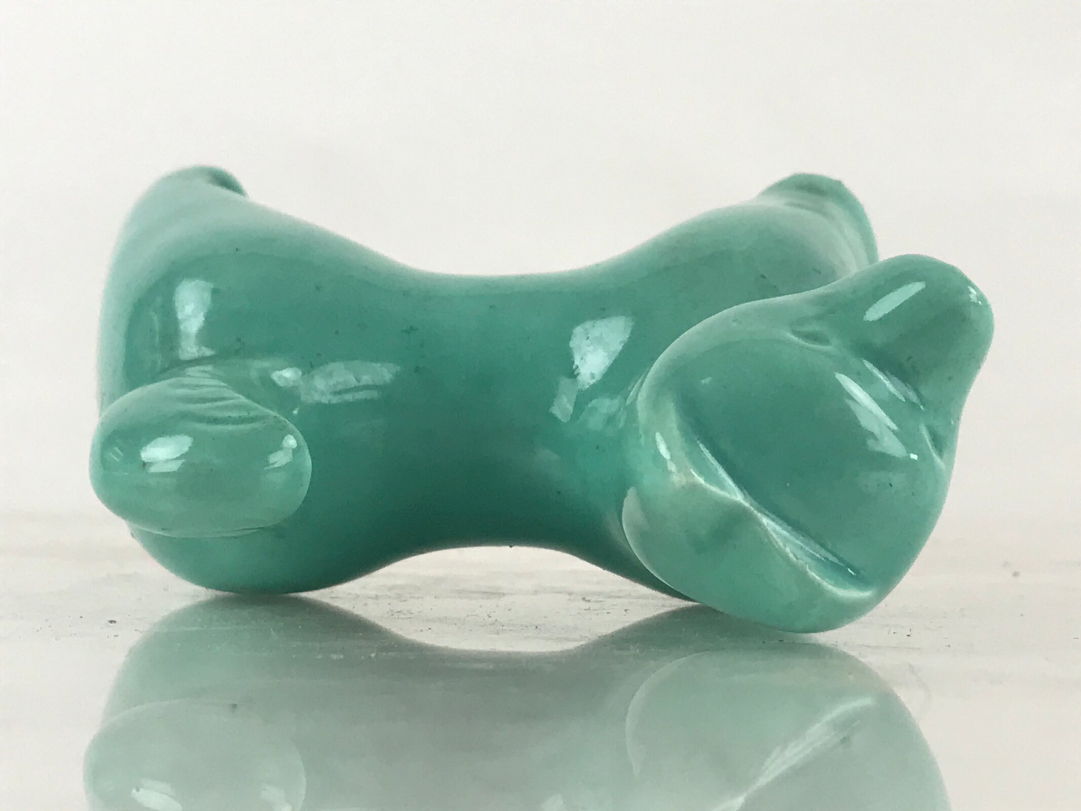 Japanese Porcelain Zodiac Symbol Dog Figurine Vtg Ornament Okimono Inu Green BD8