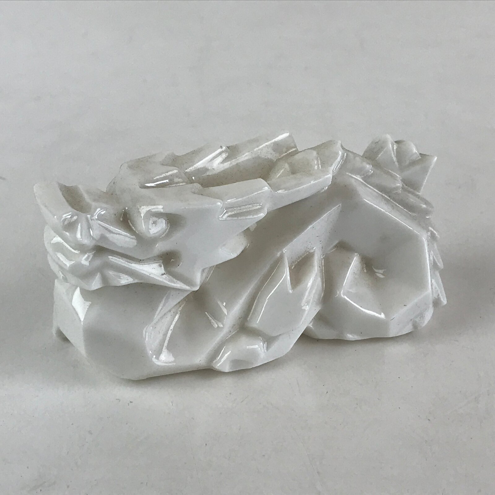 Japanese Porcelain Zodiac Symbol Dragon Figurine Vtg Ornament Okimono White BD87