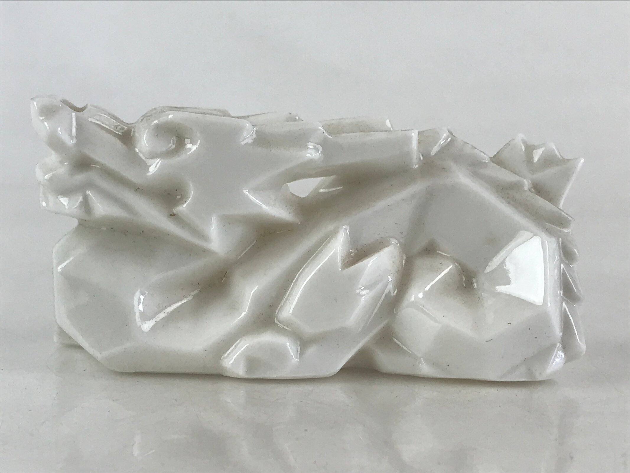 Japanese Porcelain Zodiac Symbol Dragon Figurine Vtg Ornament Okimono White BD87