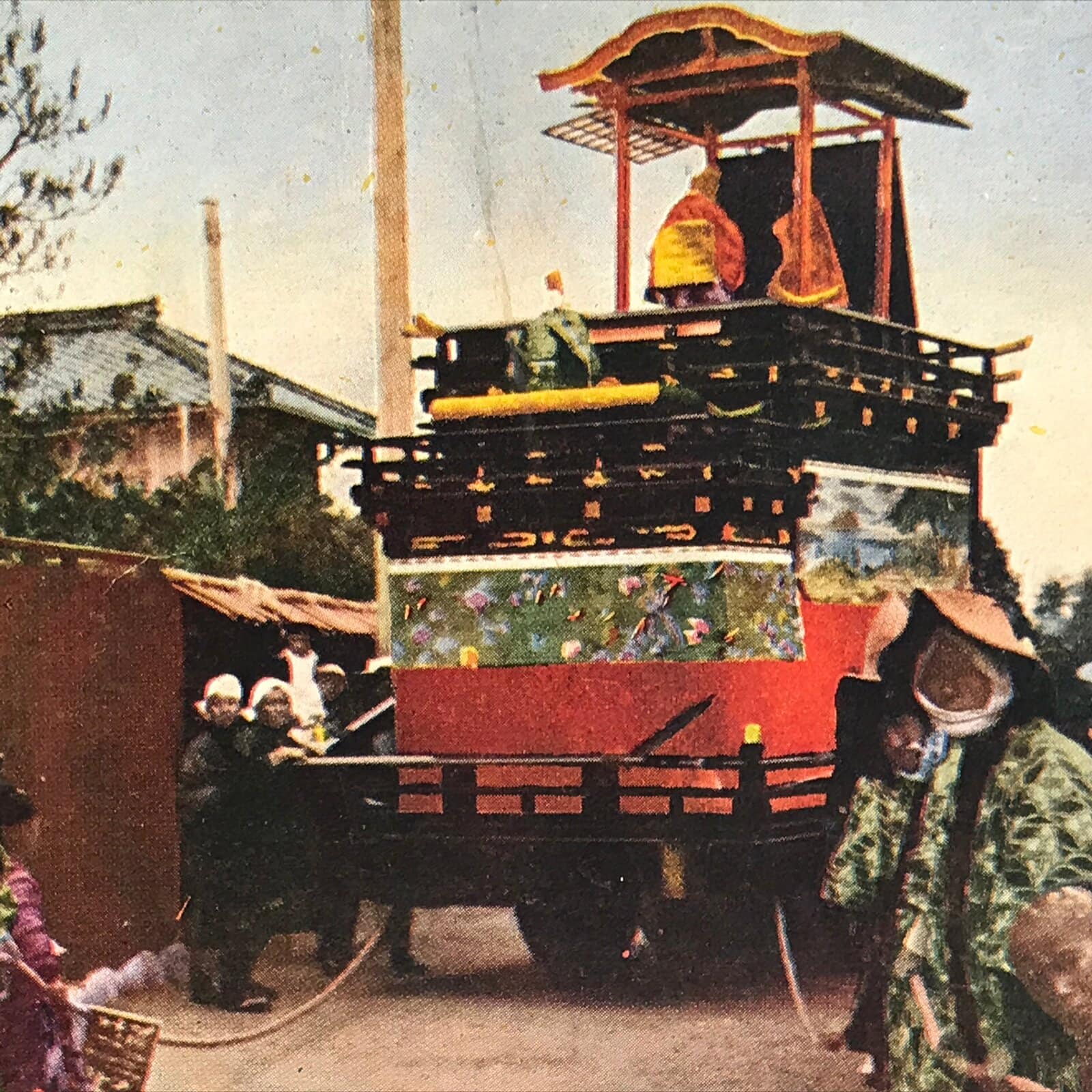 Japanese Postcard Ogaki Festival C1930 Aioi Honmachi Matsuri Float Color PC148
