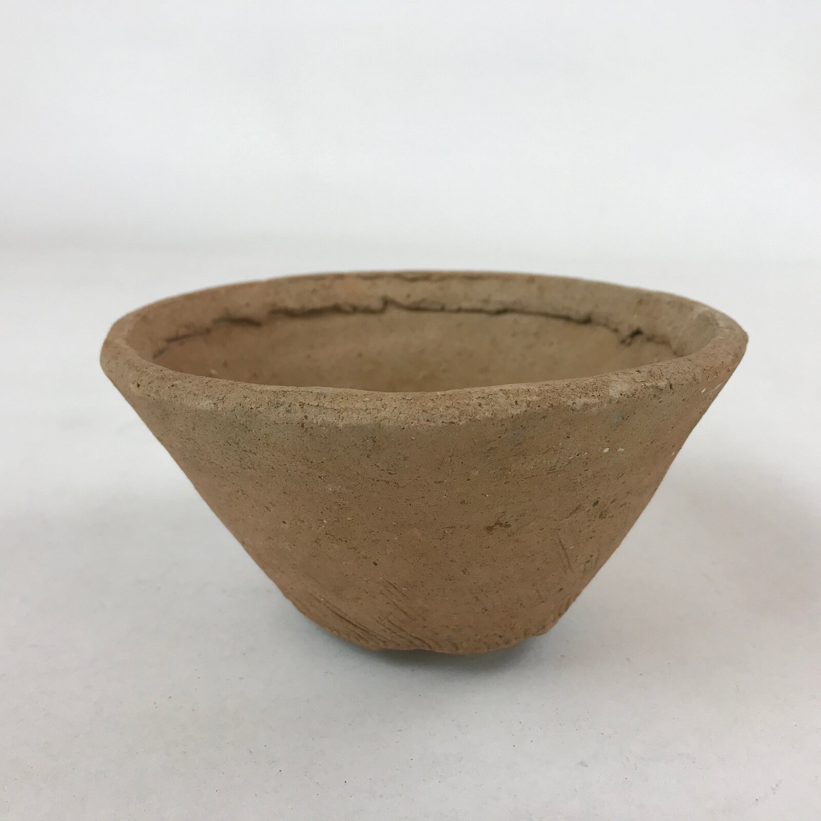 Japanese Pottery Clay Bowl Vtg V-Shape Terracotta Decor Yakimono PY596