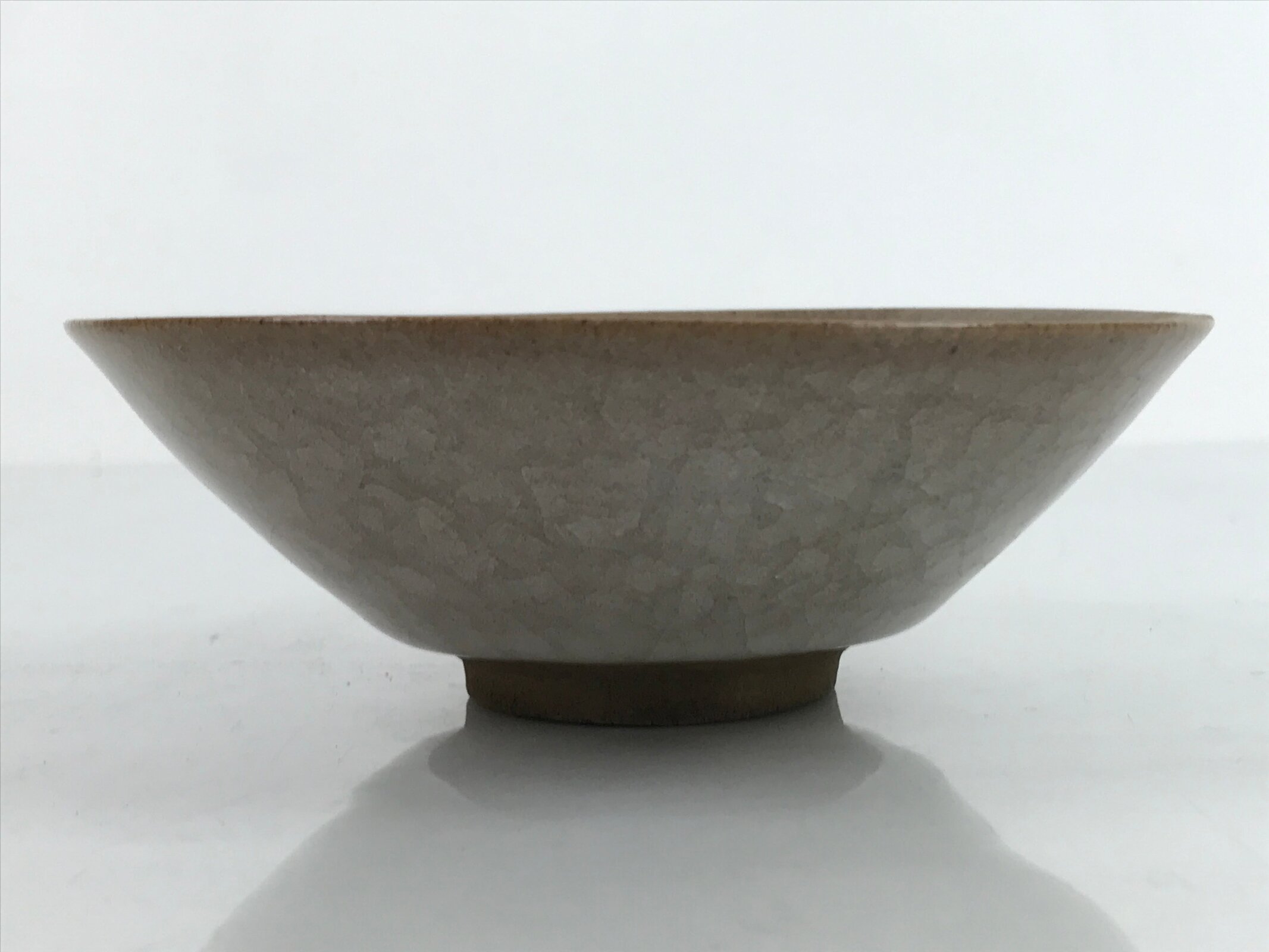 Japanese Pottery Summer Chawan Tea Bowl Vtg Crackle Glaze Gray W/ Box PX734