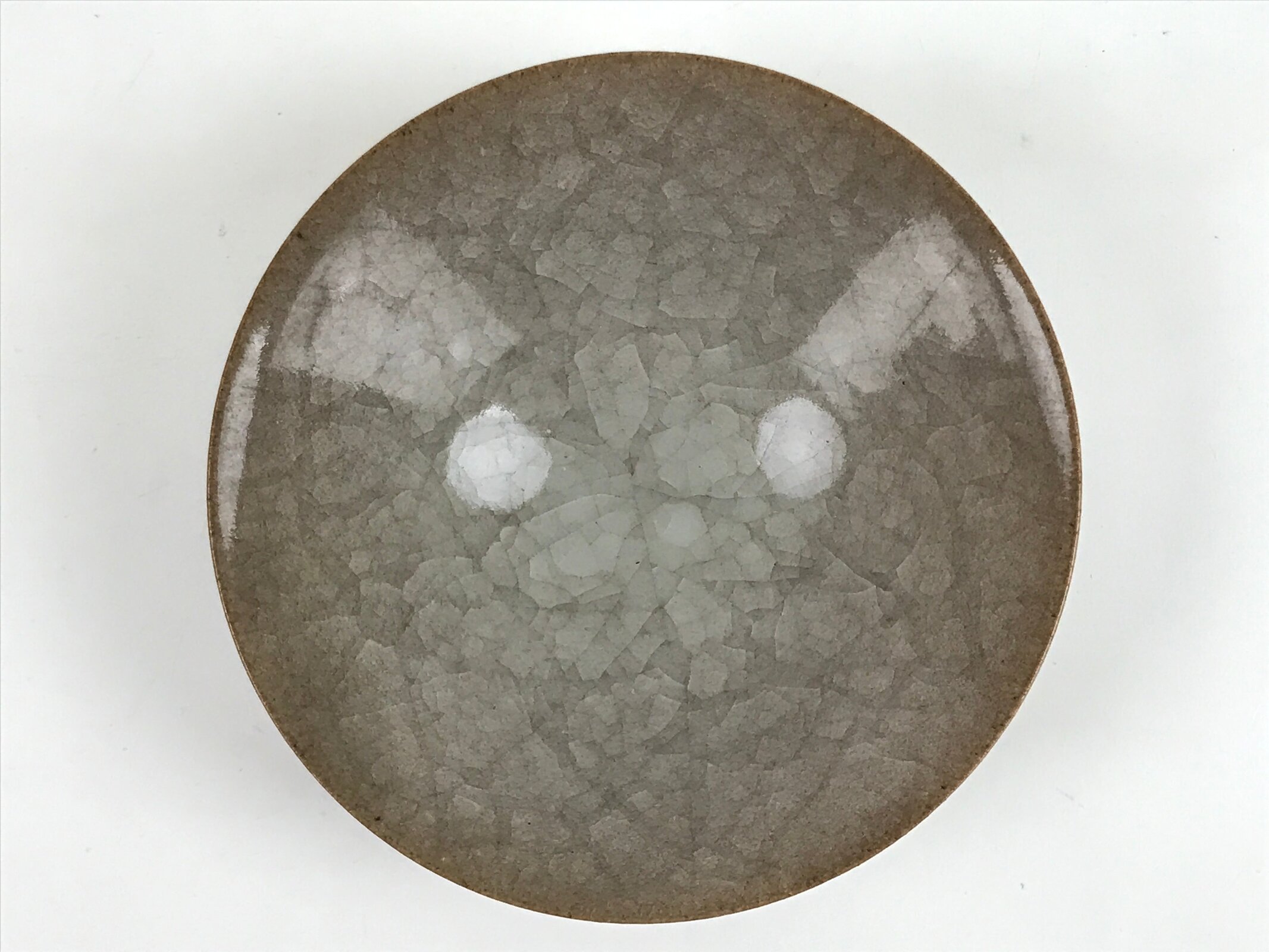 Japanese Pottery Summer Chawan Tea Bowl Vtg Crackle Glaze Gray W/ Box PX734