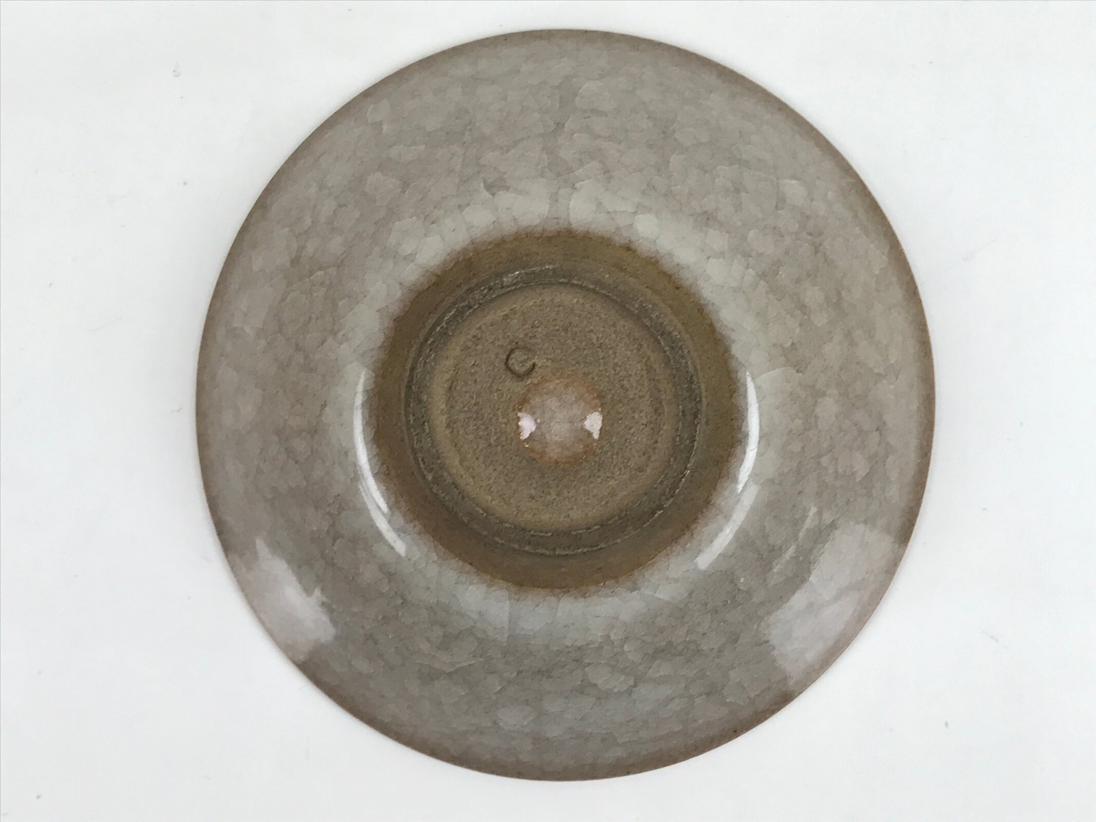 Japanese Pottery Summer Chawan Tea Bowl Vtg Crackle Glaze Gray W/ Box PX734