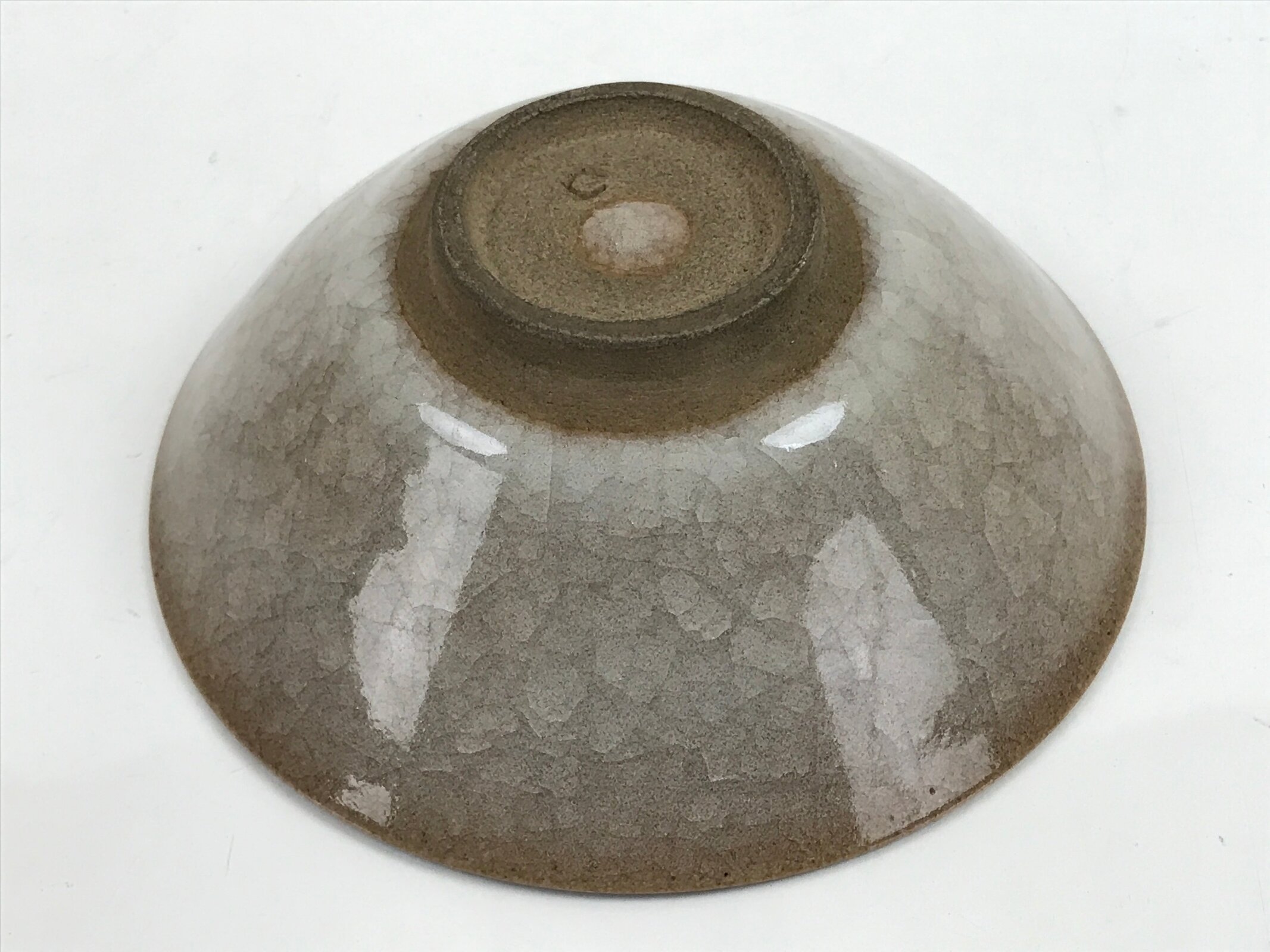 Japanese Pottery Summer Chawan Tea Bowl Vtg Crackle Glaze Gray W/ Box PX734