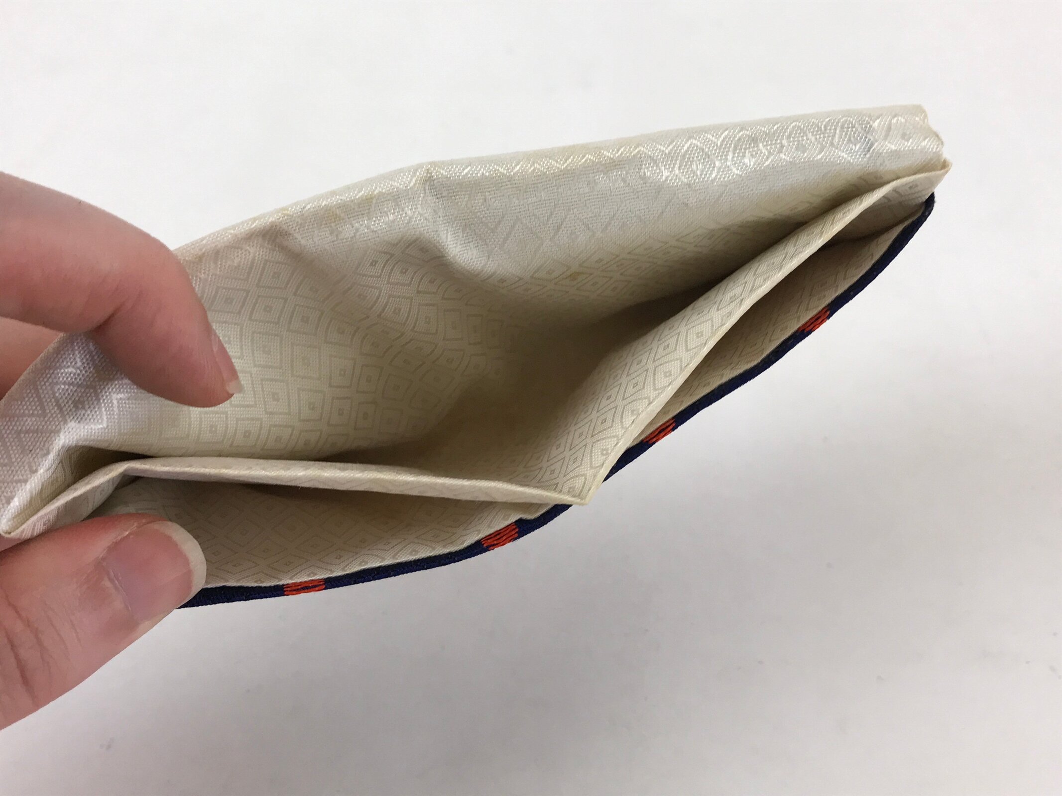 Japanese Prayer Beads Fabric Bag Vtg 2 Pockets Nishijin-Ori Jyuzu-Bukuro BA145