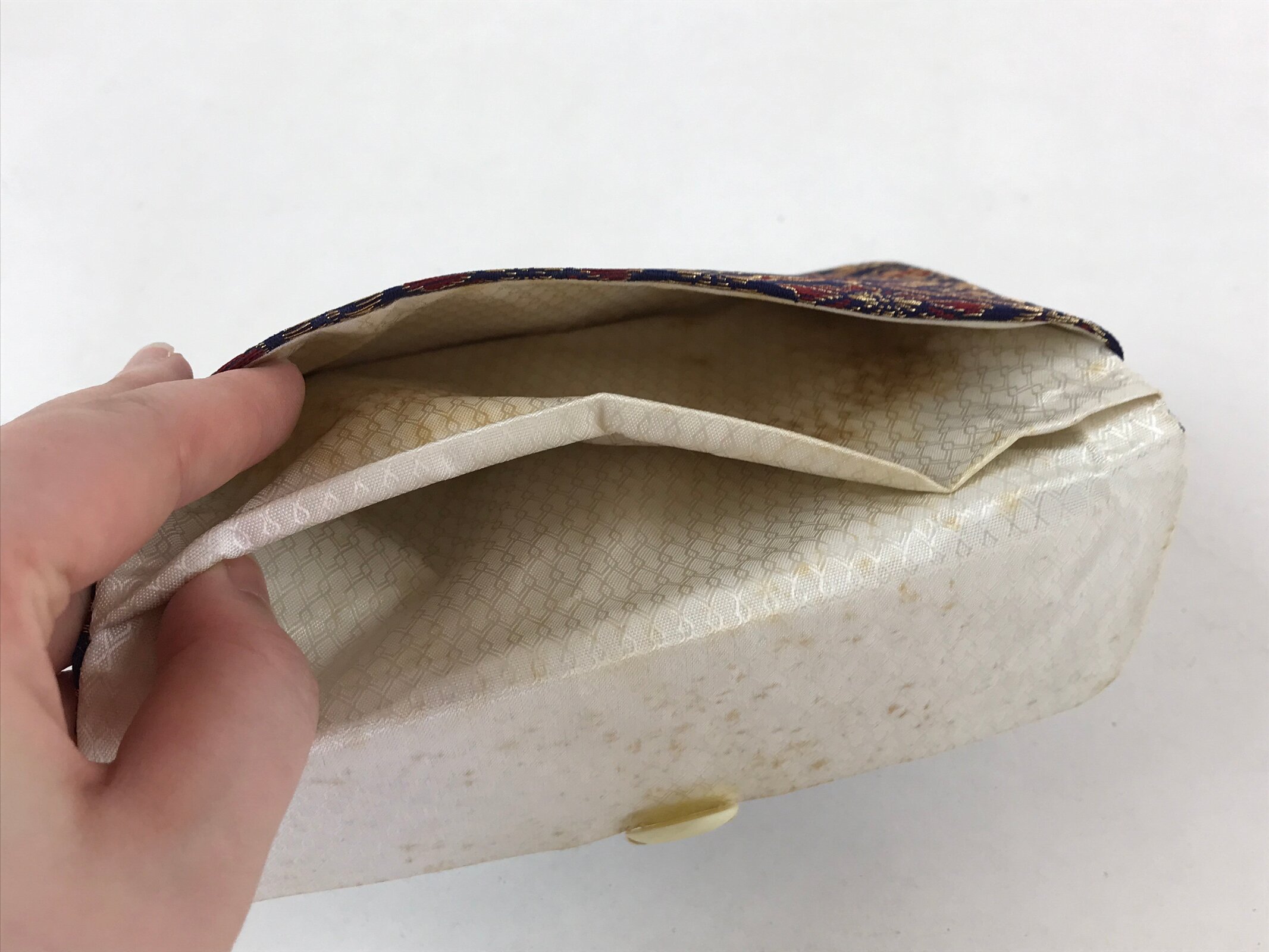 Japanese Prayer Beads Fabric Bag Vtg 2 Pockets Nishijin-Ori Jyuzu-Bukuro BA146