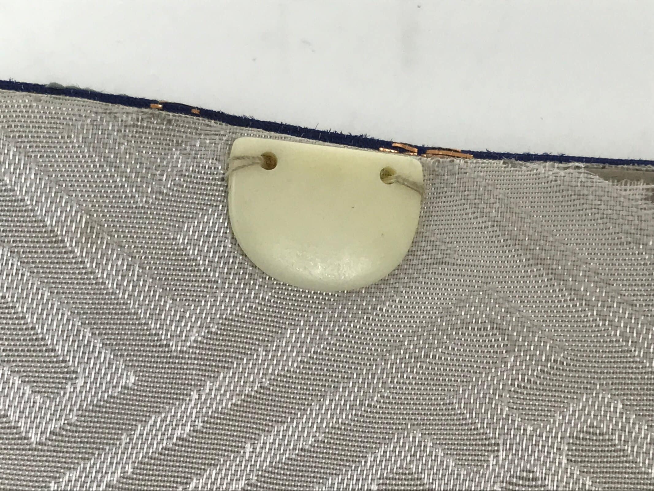 Japanese Prayer Beads Silk Fabric Bag Vtg Juzu-Bukuro Chrysanthemum Blue BA620