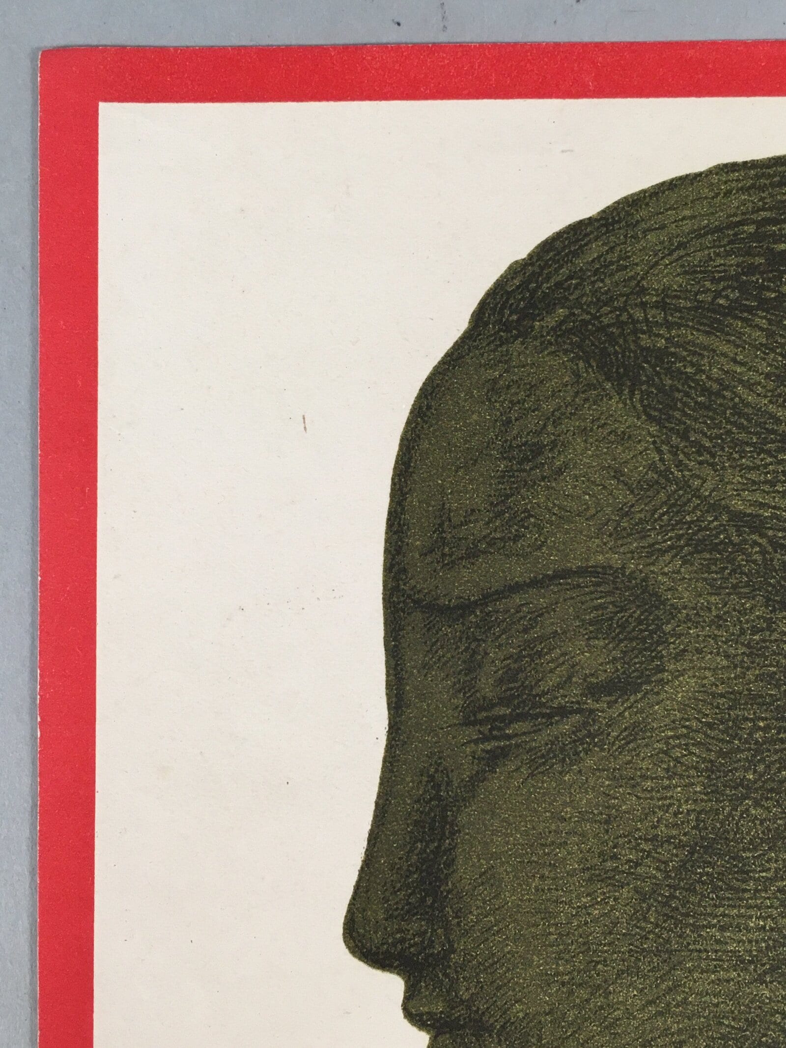 Japanese Print Drawing Painting Vtg Woman Profile Lady Frame Red P296