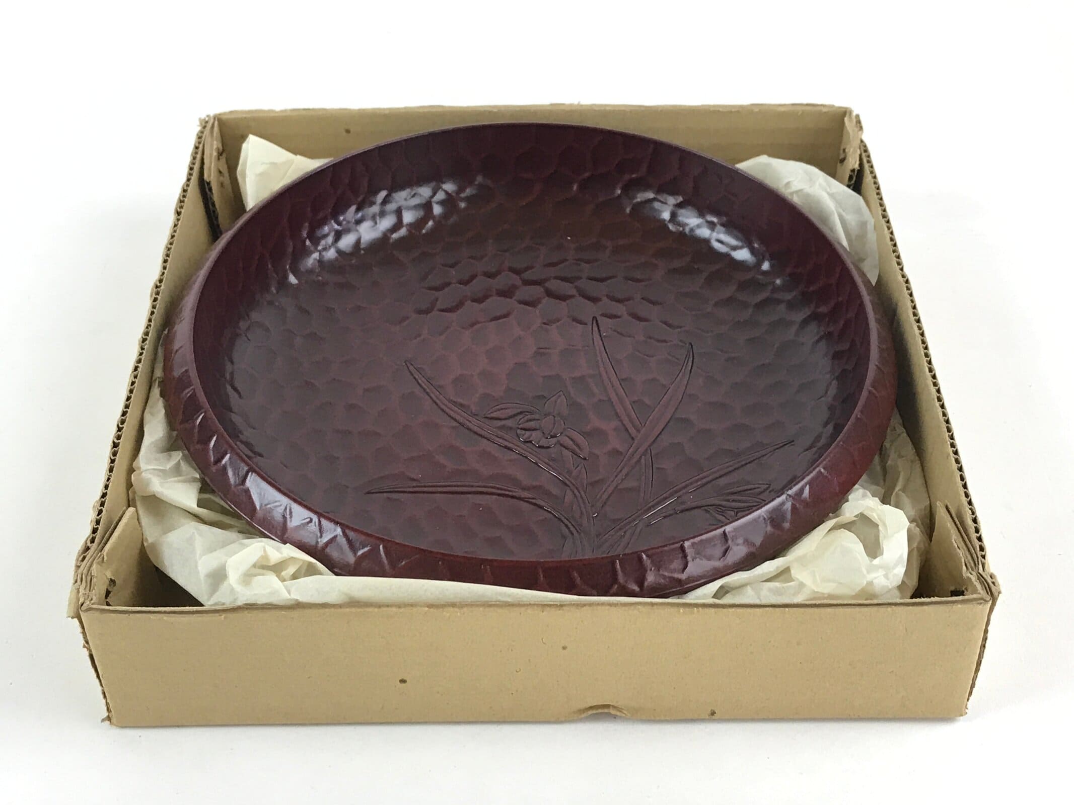 Japanese Resin Lacquer Replica Kashiki Snack Bowl Vtg Kamakurabori Iris L21