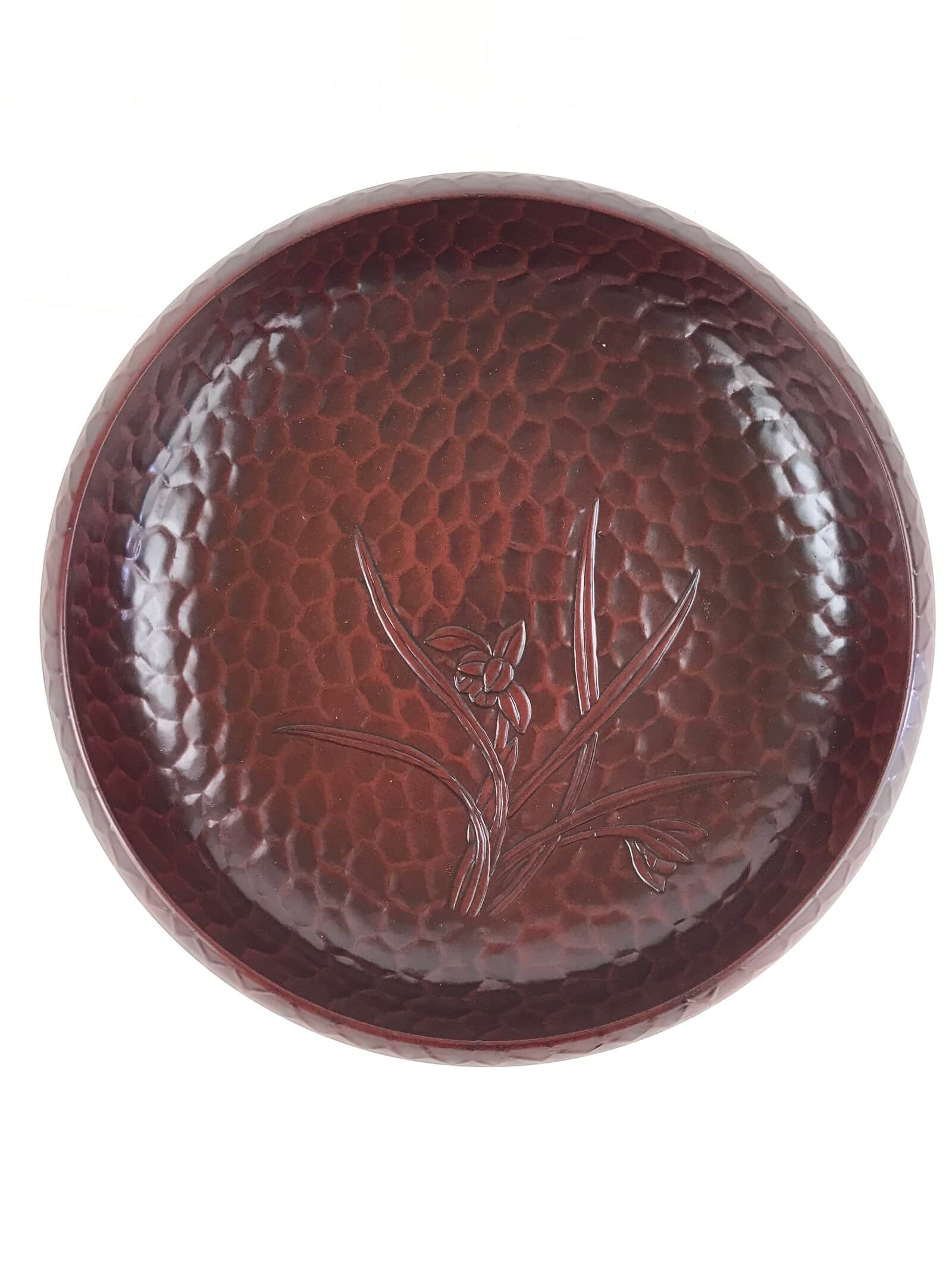 Japanese Resin Lacquer Replica Kashiki Snack Bowl Vtg Kamakurabori Iris L21