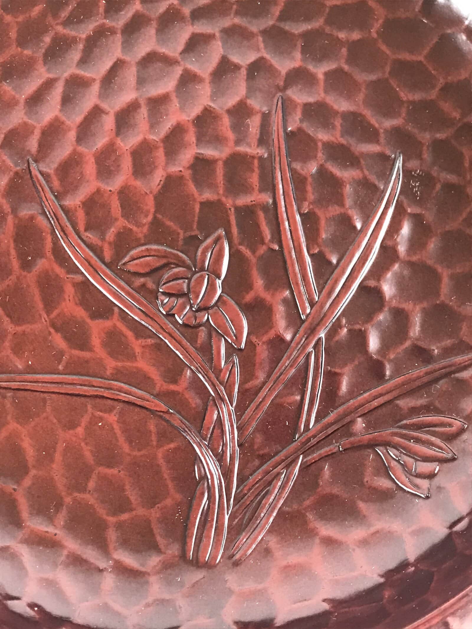 Japanese Resin Lacquer Replica Kashiki Snack Bowl Vtg Kamakurabori Iris L21