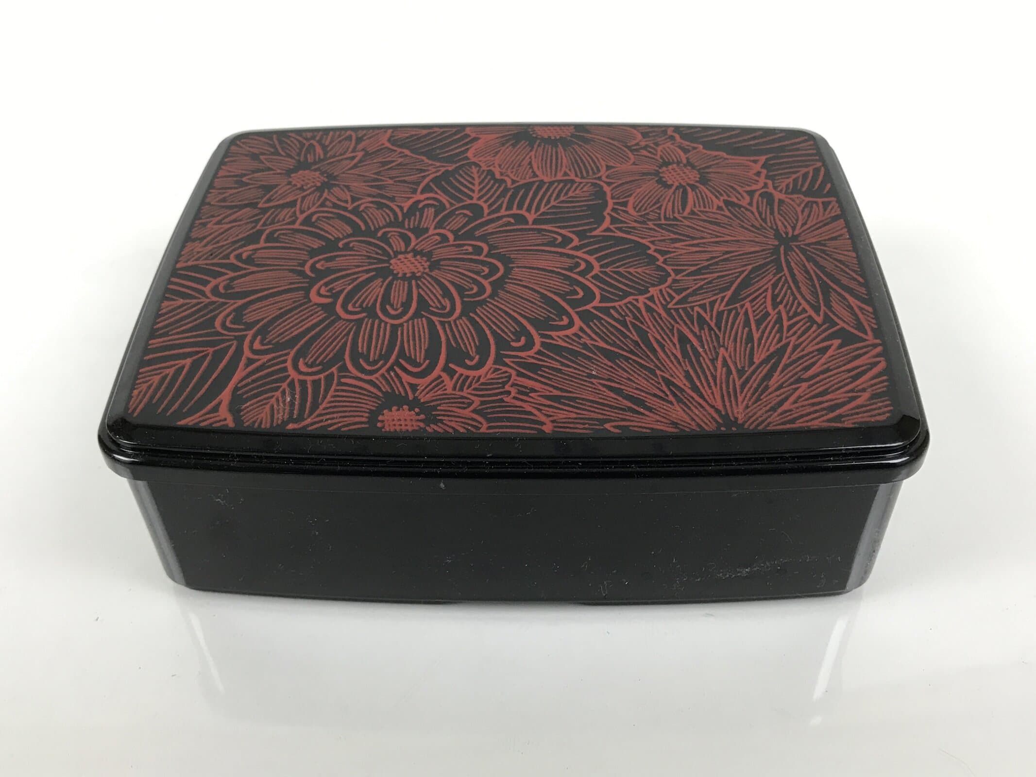 Japanese Resin Lacquer Replica Lidded Bento Lunch Box Jubako Chrysanthemum L559