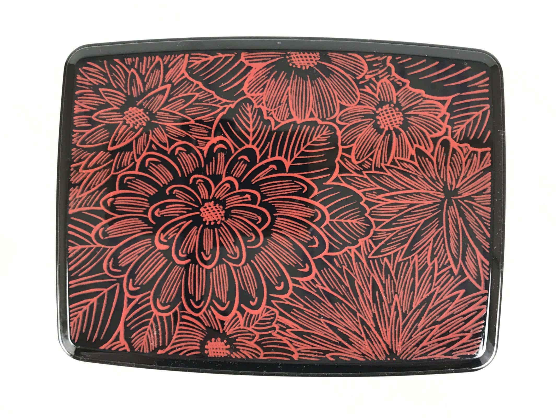 Japanese Resin Lacquer Replica Lidded Bento Lunch Box Jubako Chrysanthemum L559