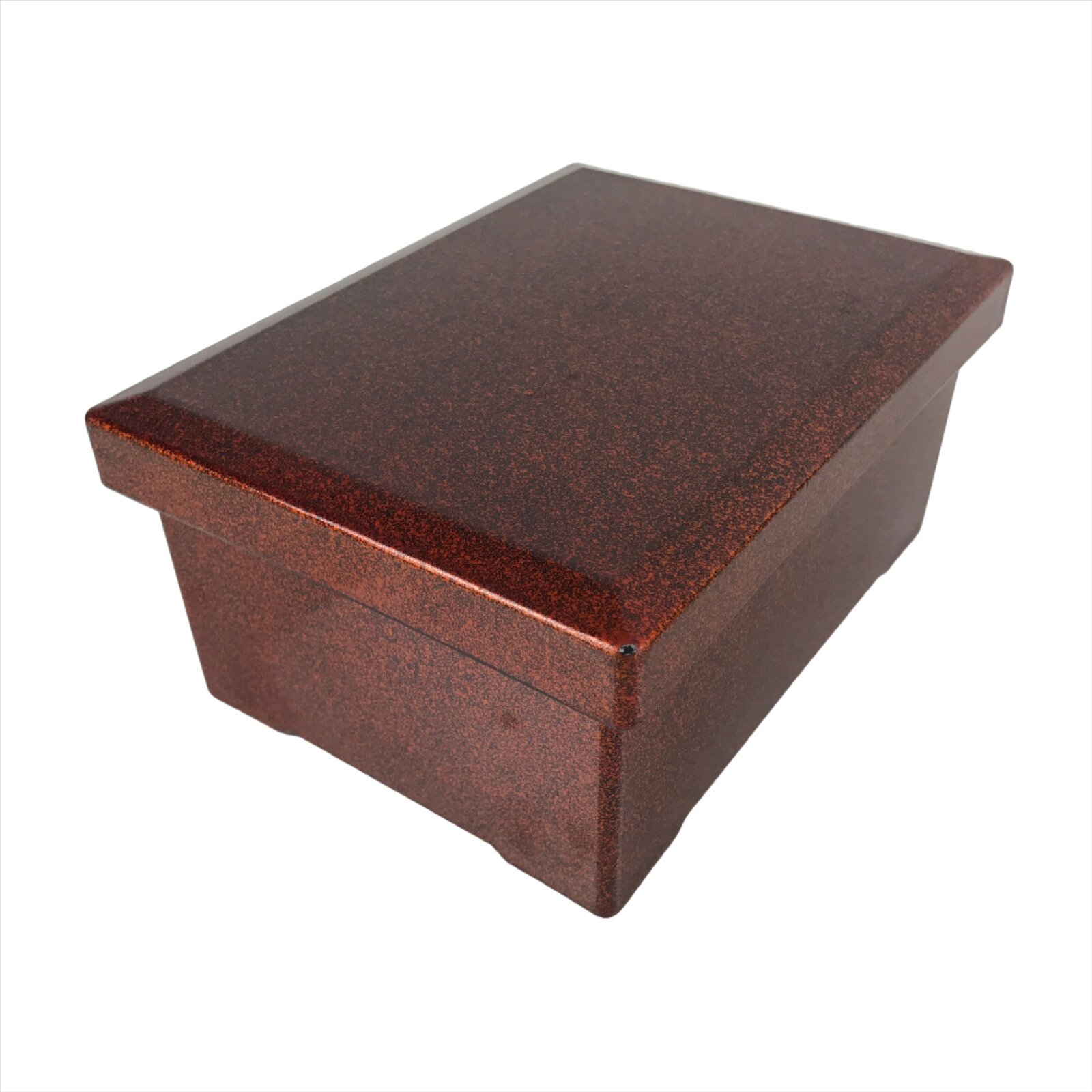 Japanese Resin Lacquer Replica Lidded Bento Lunch Box Vtg Nashiji Orange L197