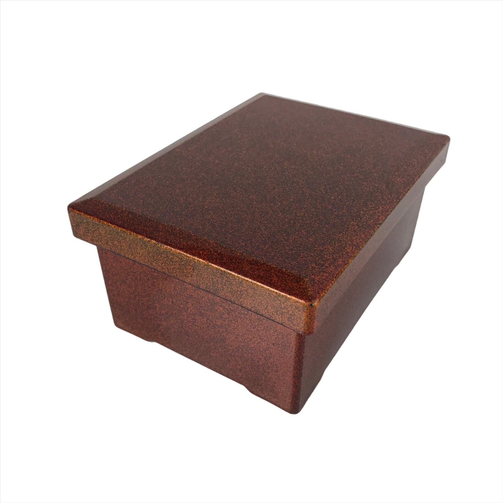 Japanese Resin Lacquer Replica Lidded Bento Lunch Box Vtg Nashiji Orange L198