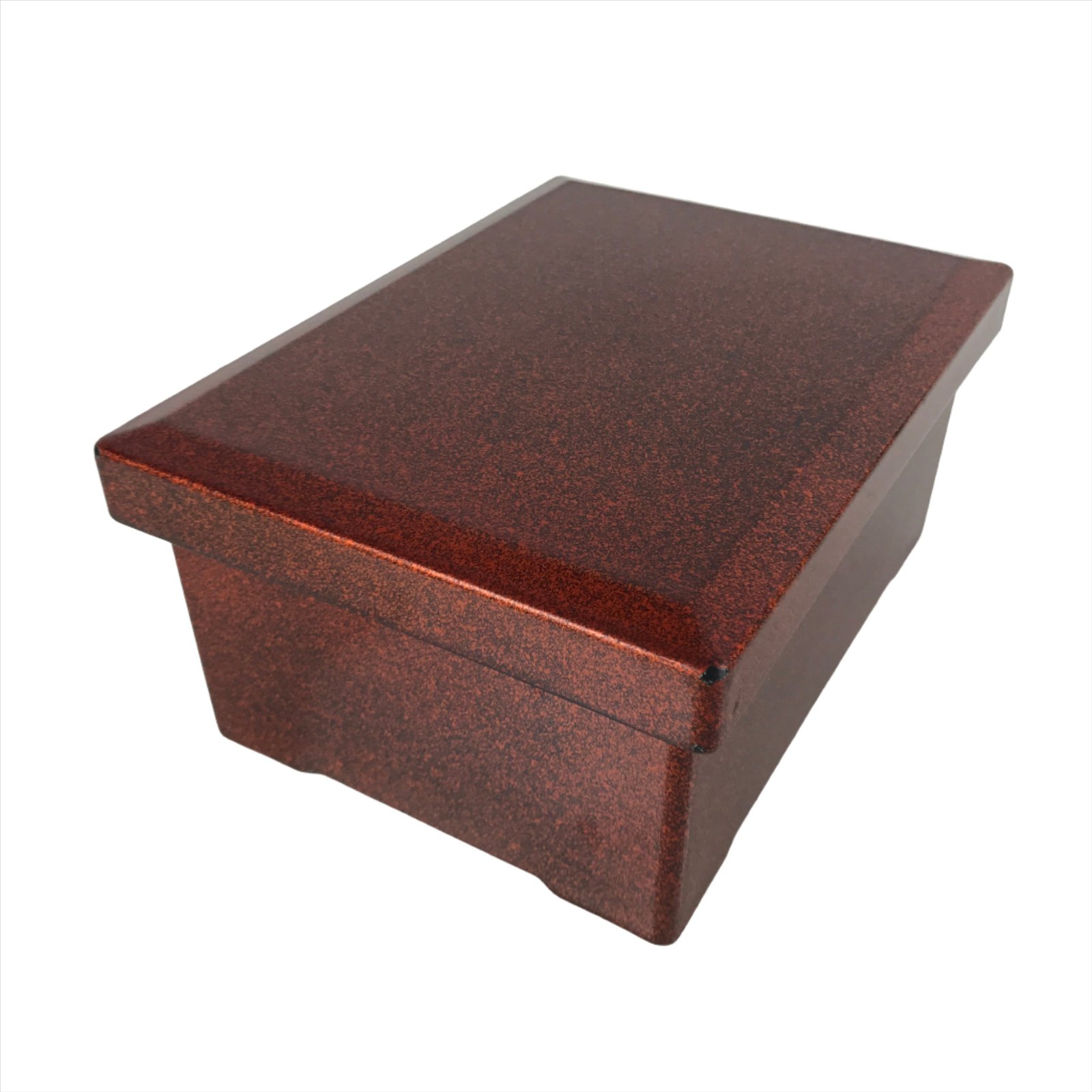 Japanese Resin Lacquer Replica Lidded Bento Lunch Box Vtg Nashiji Orange L199