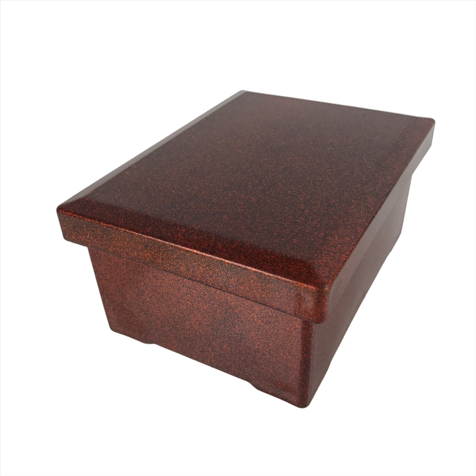 Japanese Resin Lacquer Replica Lidded Bento Lunch Box Vtg Nashiji Orange L203