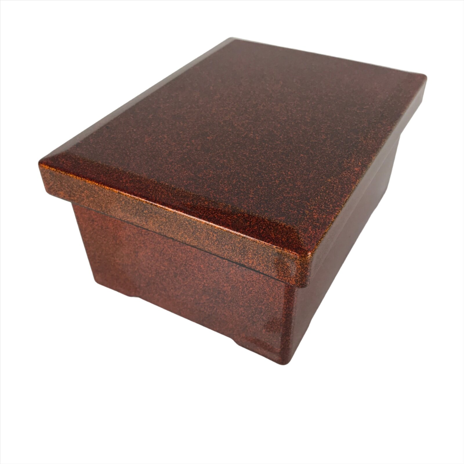 Japanese Resin Lacquer Replica Lidded Bento Lunch Box Vtg Nashiji Orange L206