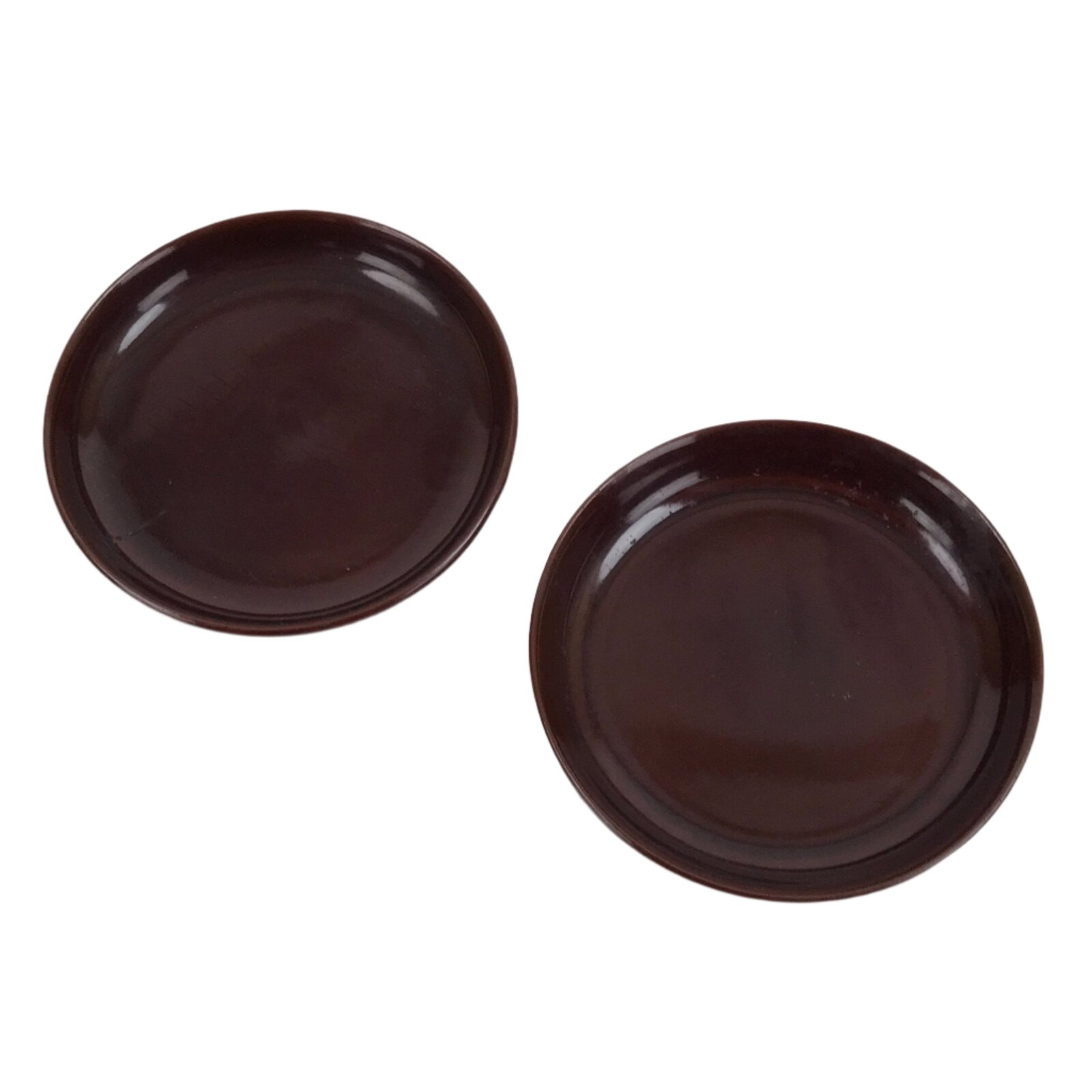Japanese Resin Lacquer Replica Small Plates Mamezara Vtg 2pc Simple Brown L339