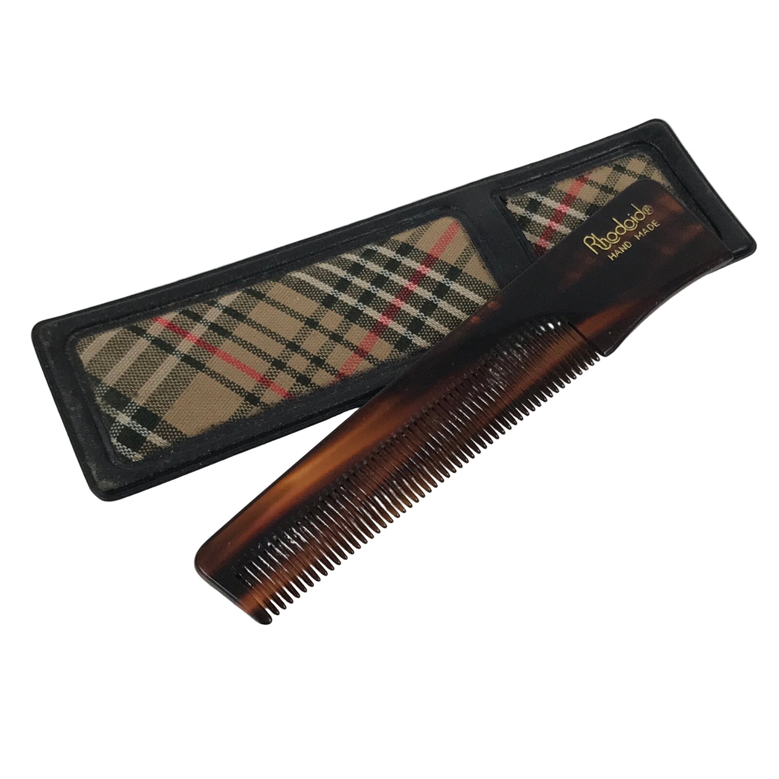 Japanese Rhodoid Resin Hand Comb Vtg Haircare Accessory Kushi Case Brown JK905